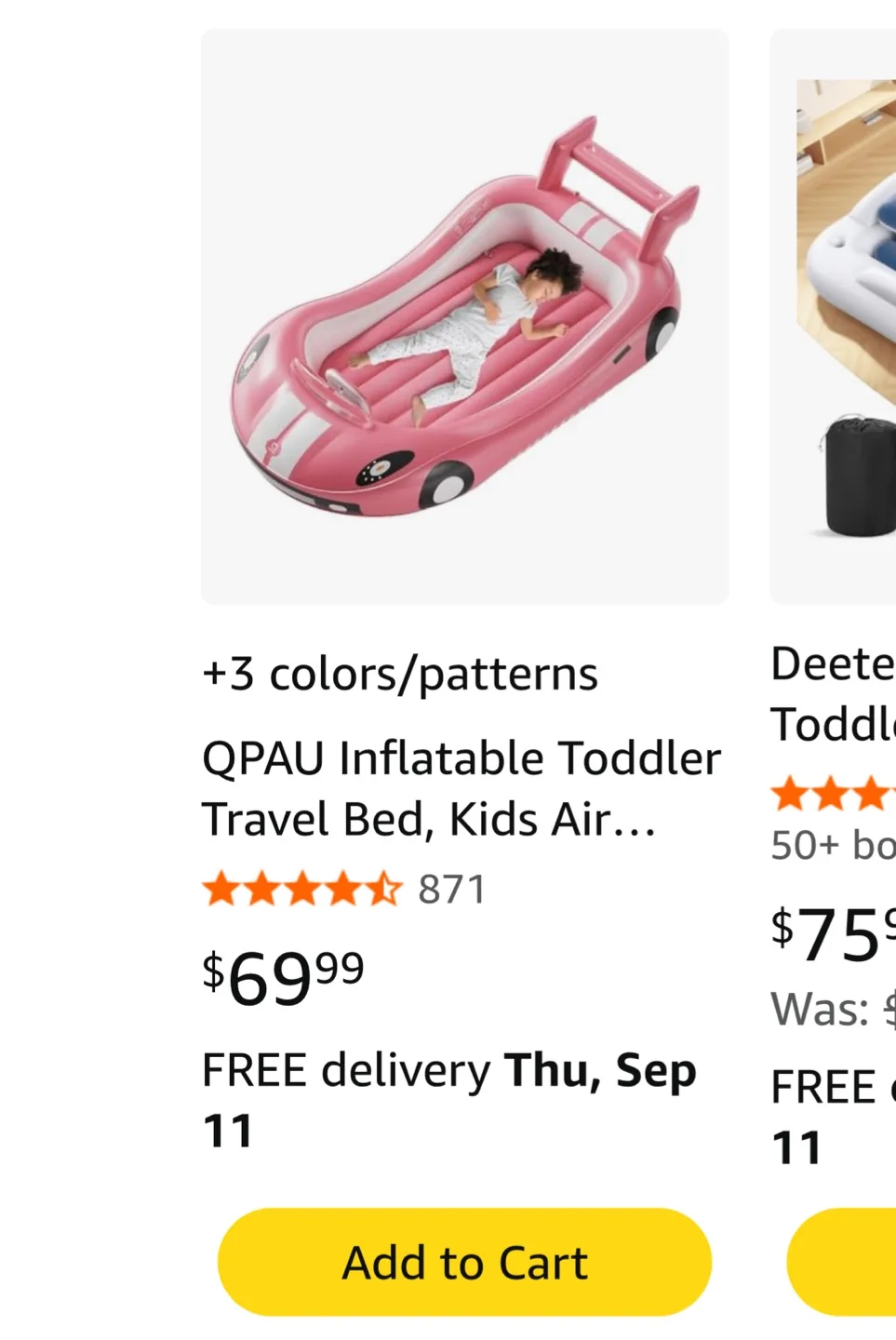 Pink Inflatable Race Car Toddler Bed image indicator(6)