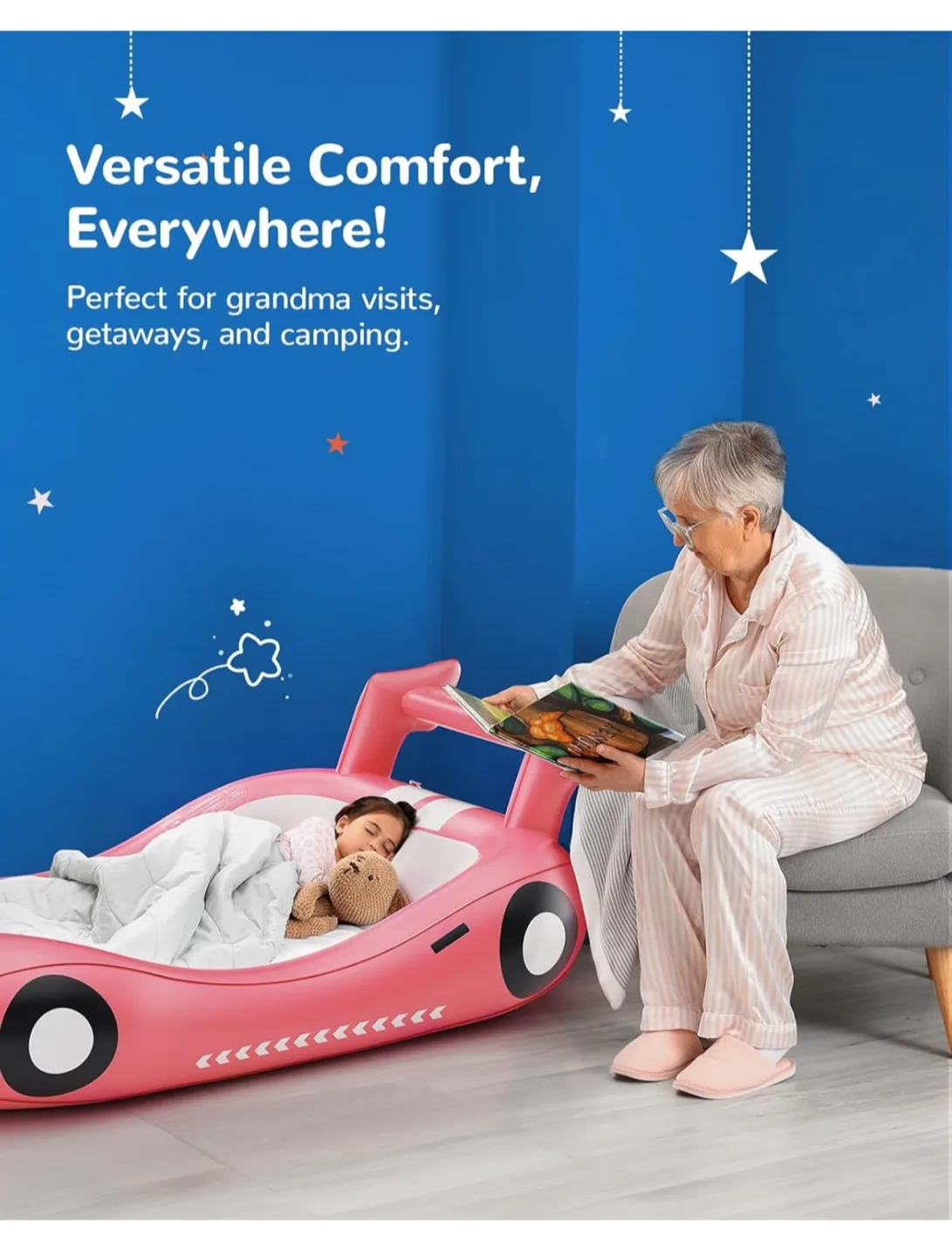 Pink Inflatable Race Car Toddler Bed image indicator(5)