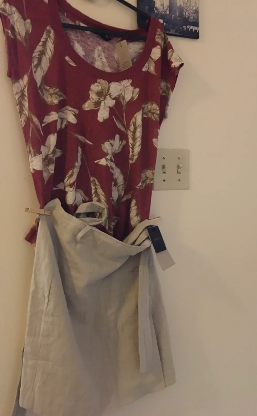 RW&CO Linen Floral Top XS & Skirt Size 2 thumbnail