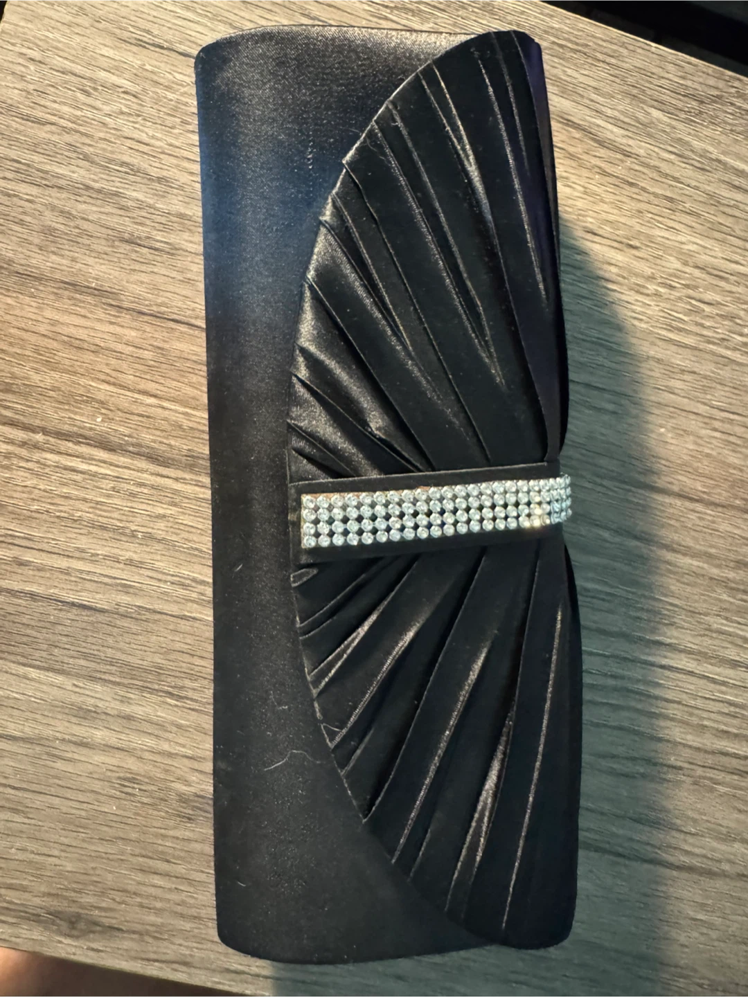 Black Evening Clutch with Rhinestone Detail