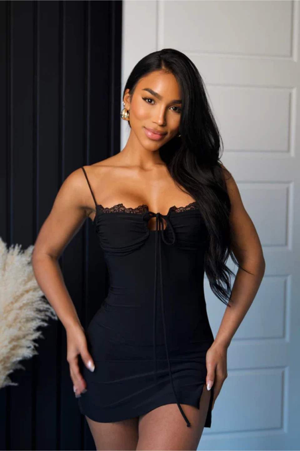 Black Mini Satin Dress