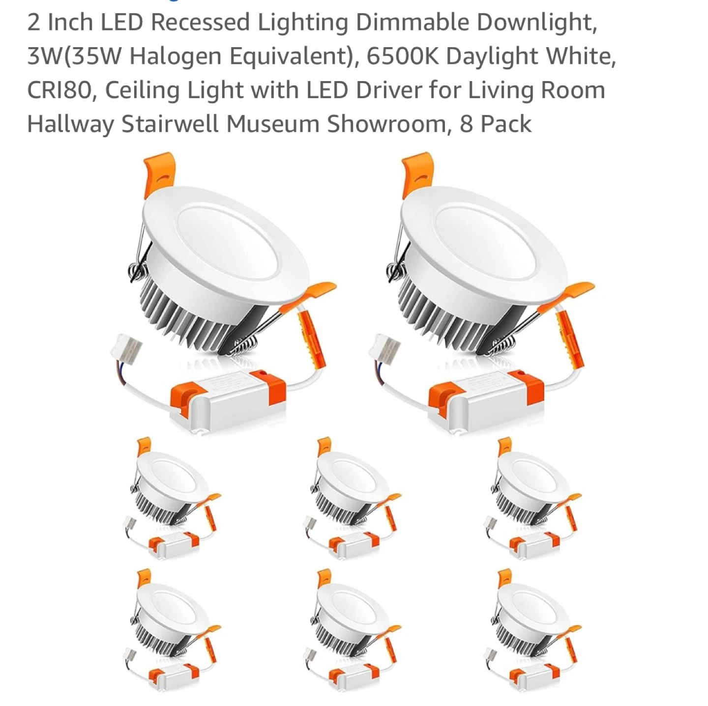LED Recessed Lighting Dimmable Downlight, 8 Pack