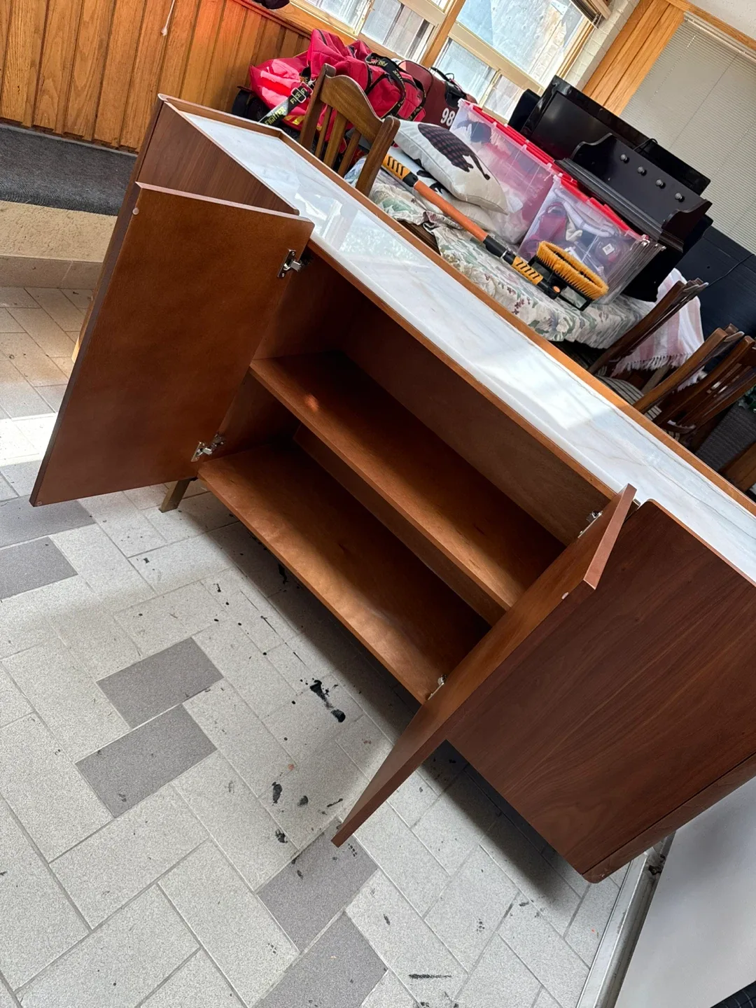 Mid-Century Style Marble Top Cabinet / Sideboard thumbnail