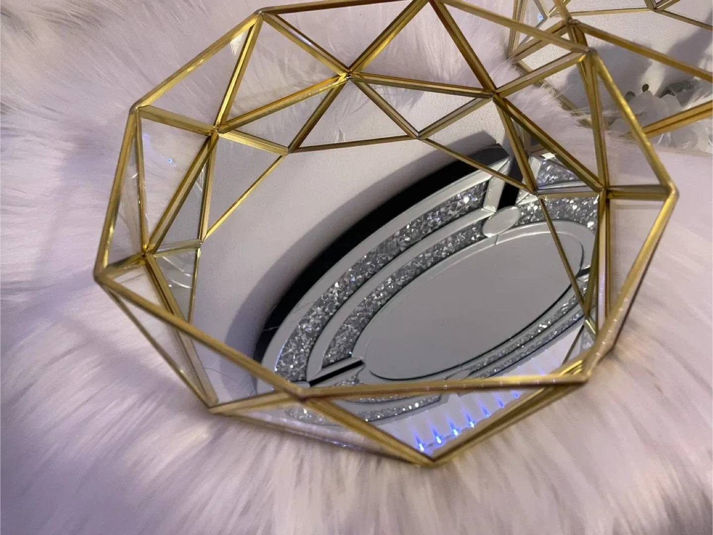 Geometric Gold Accent Mirror Tray - Set of 2 thumbnail