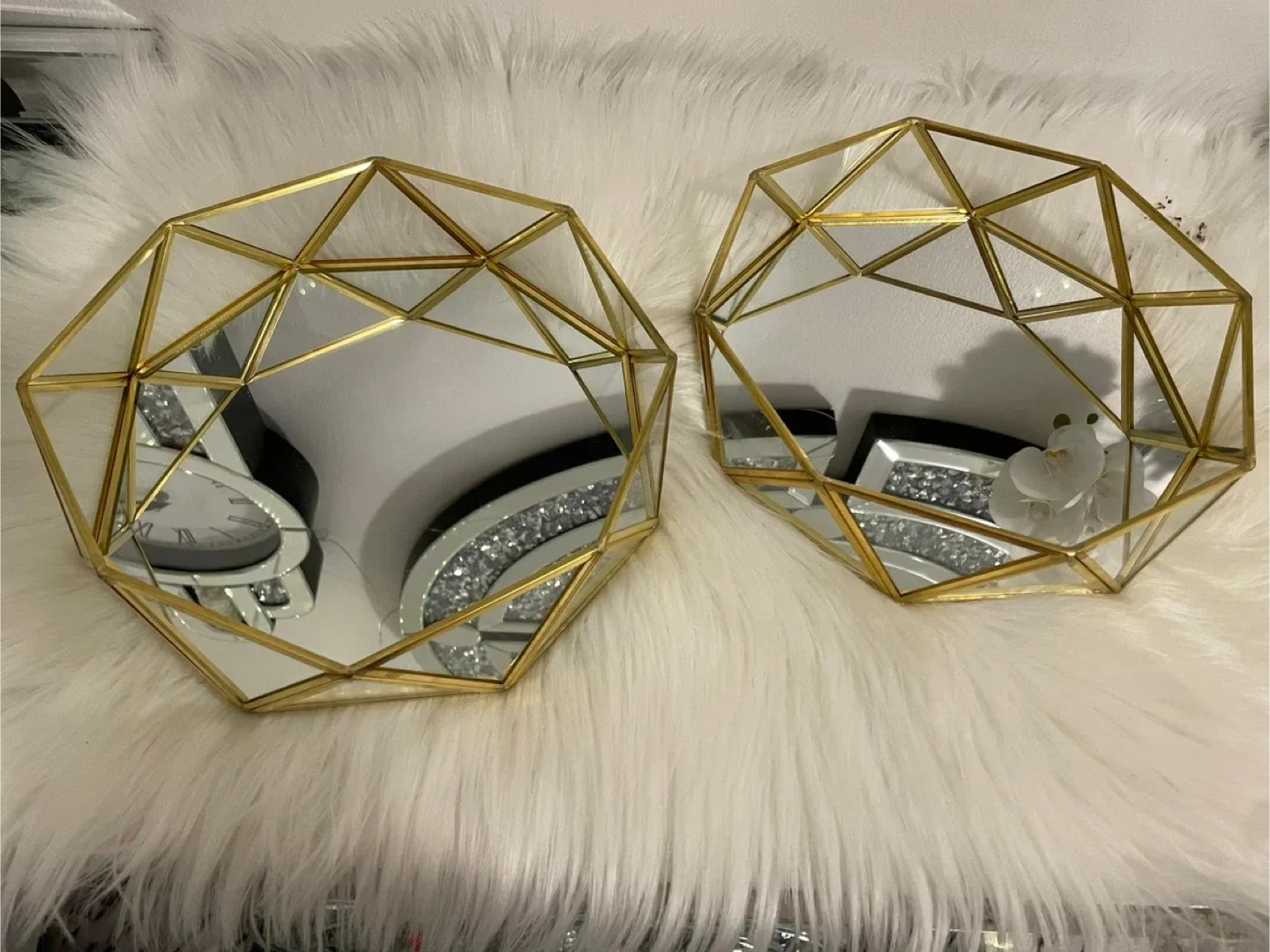 Geometric Gold Accent Mirror Tray - Set of 2 image indicator(4)