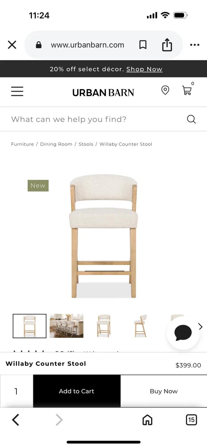 Urban Barn Willaby Counter Stools (Set of 2) thumbnail
