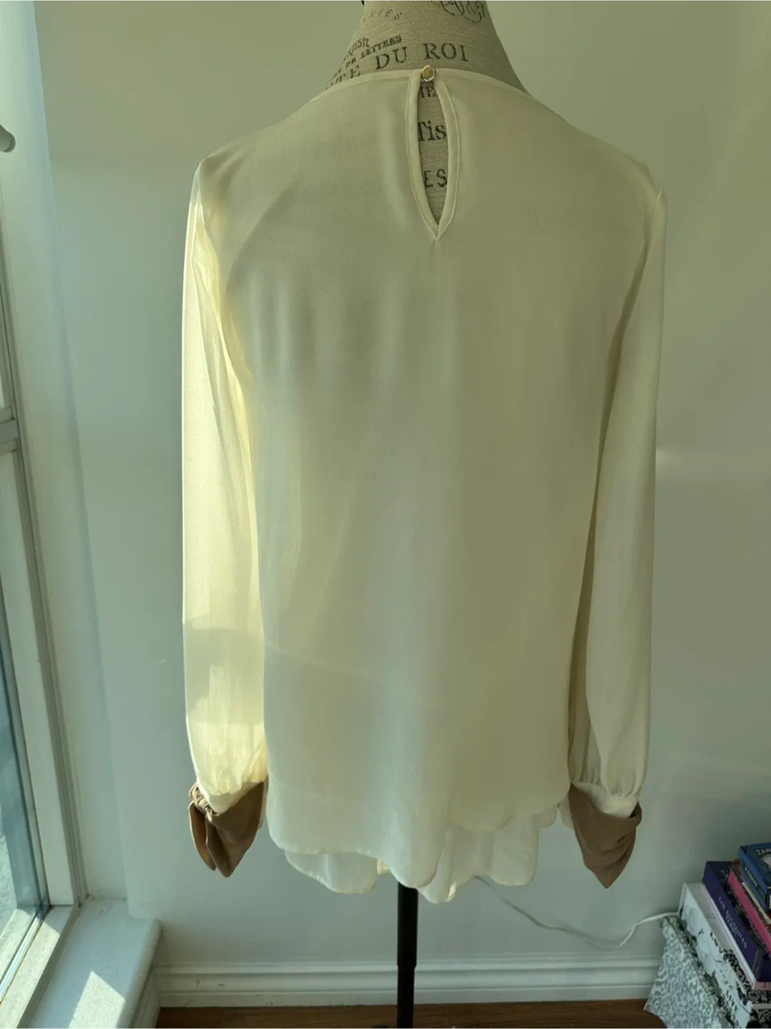 Cream Long Sleeve Blouse with Bow Detail image indicator(2)