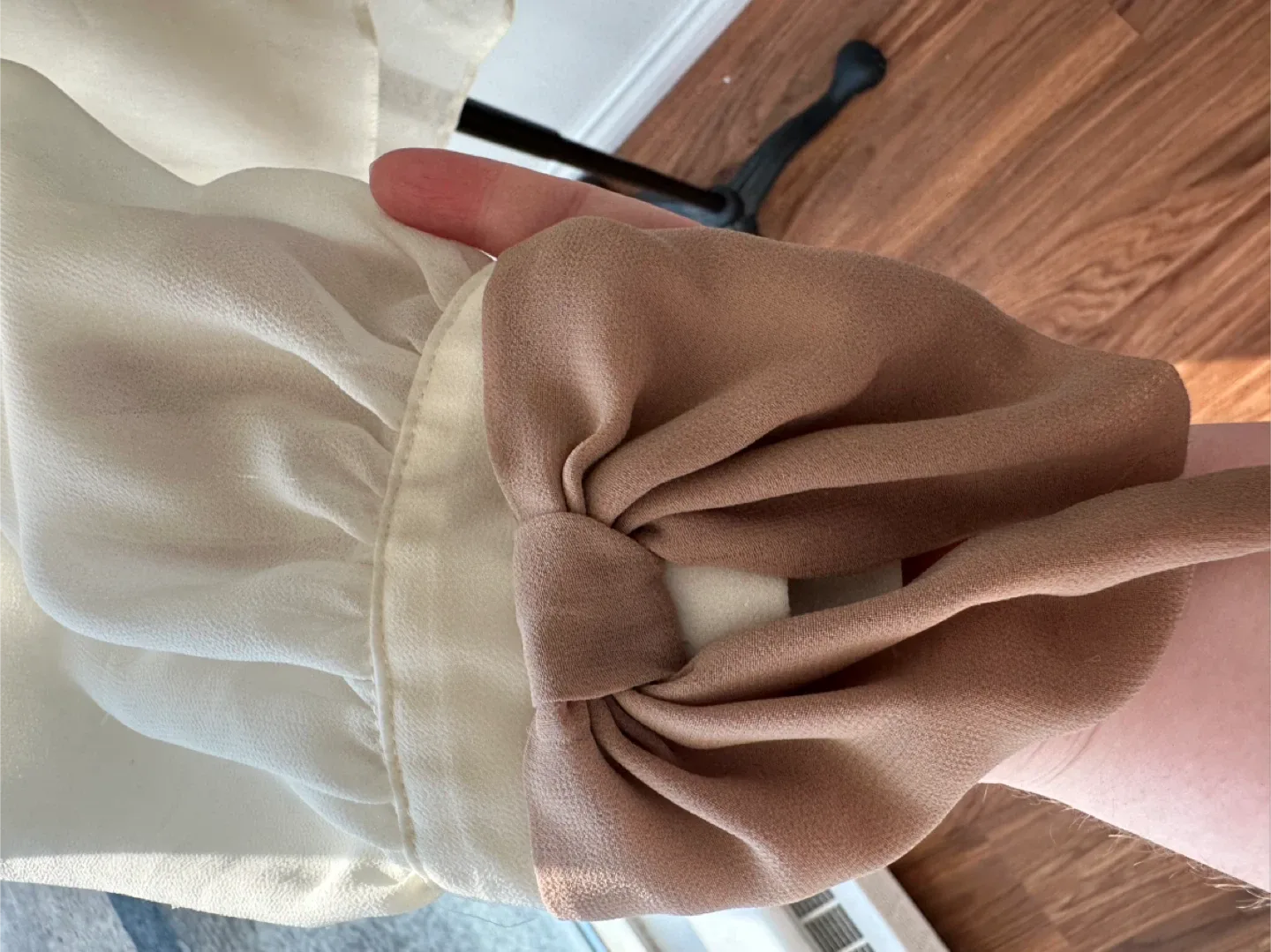 Cream Long Sleeve Blouse with Bow Detail image indicator(5)