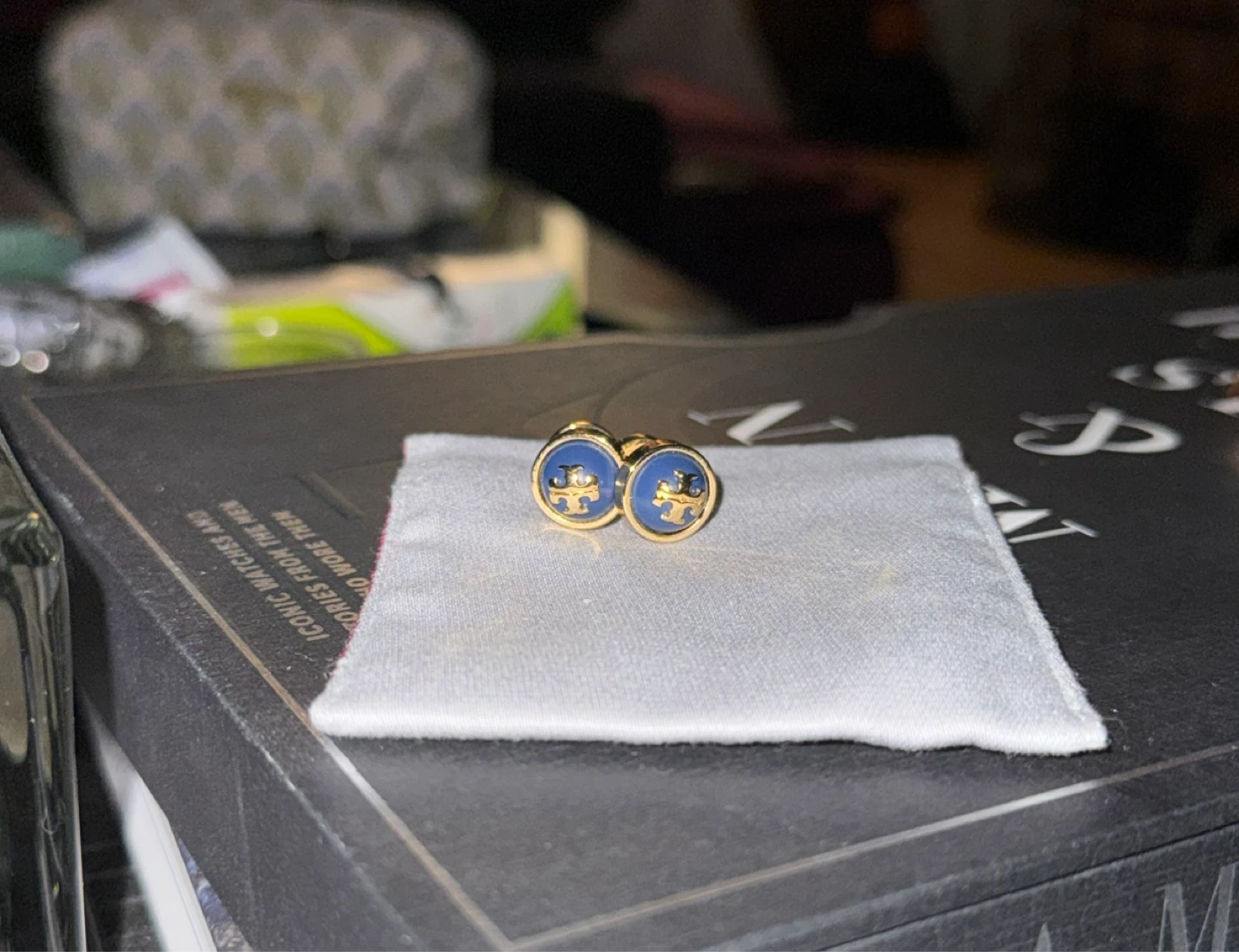 Tory Burch Gold & Blue earrings