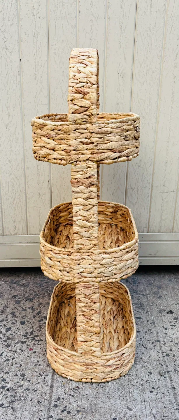 Woven 3-Tier Basket Storage Stand Organizer image indicator(4)
