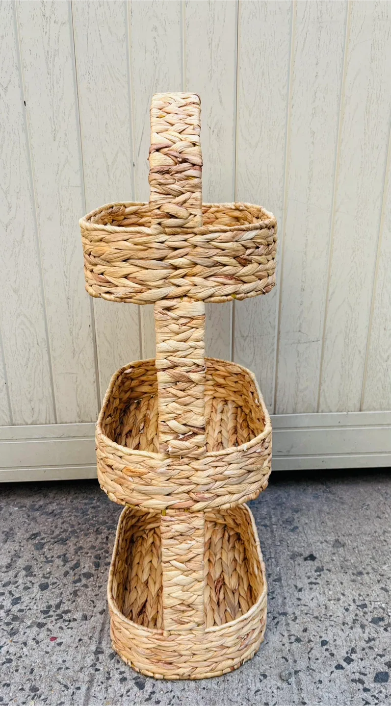 Woven 3-Tier Basket Storage Stand Organizer image indicator(3)