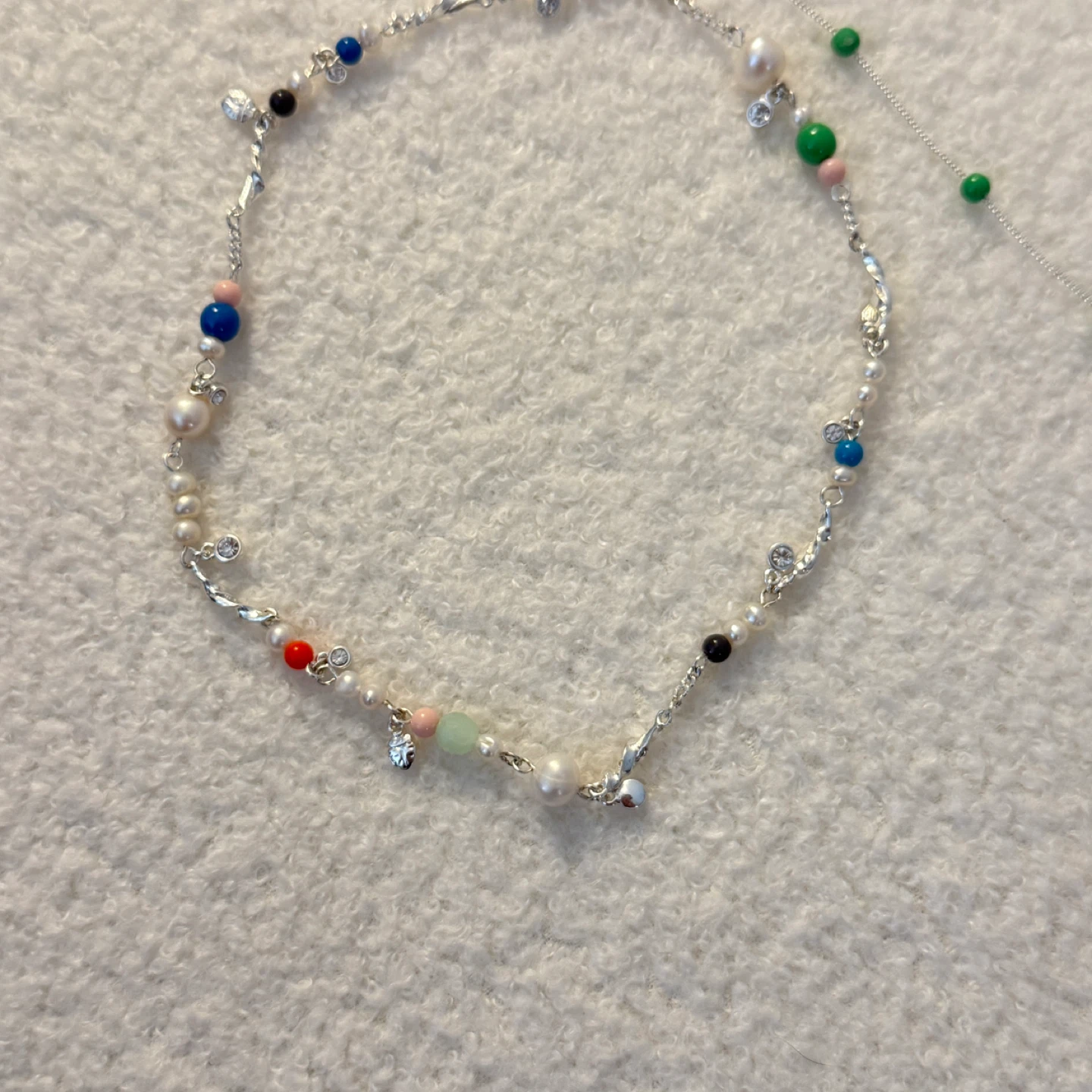 Beaded Necklace with Silver Chain