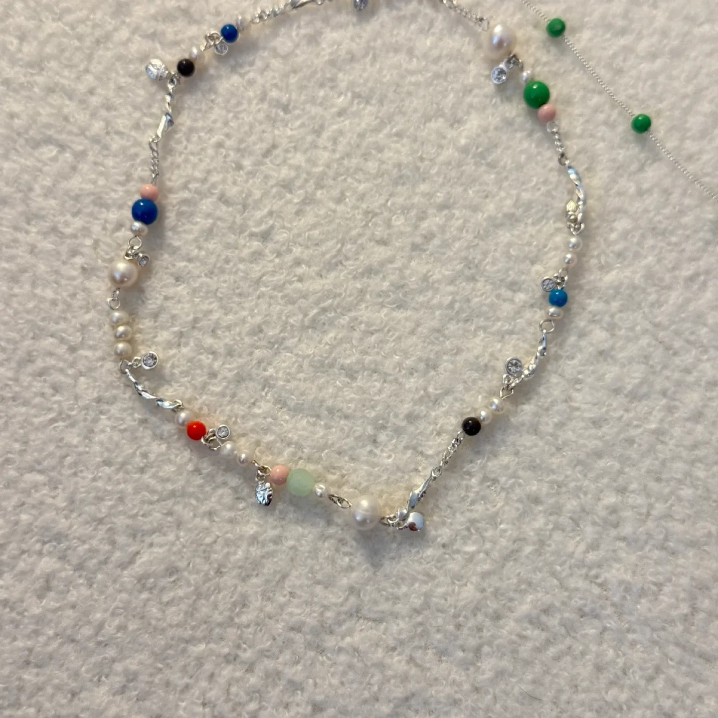 Beaded Necklace with Silver Chain thumbnail