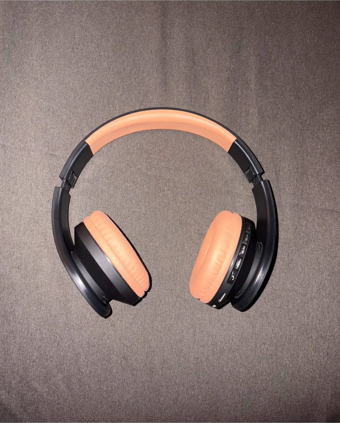 PowerLocus Black and Peach Headphones with Case