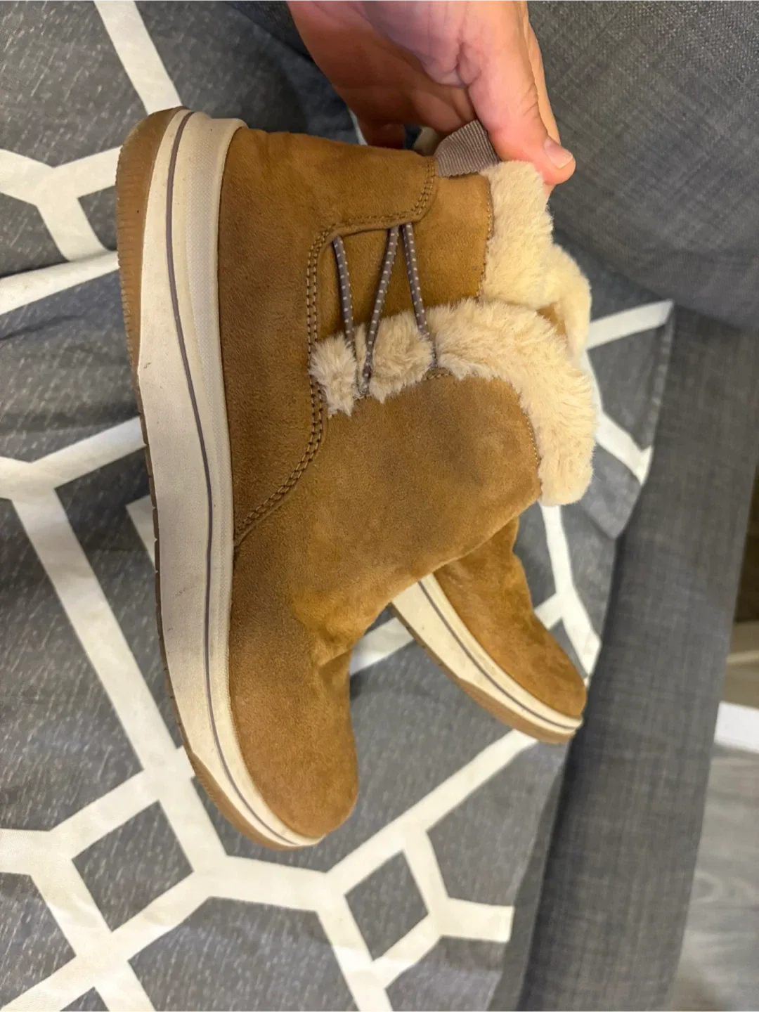 Brown Suede Ankle Boots with Faux Fur Trim image indicator(4)