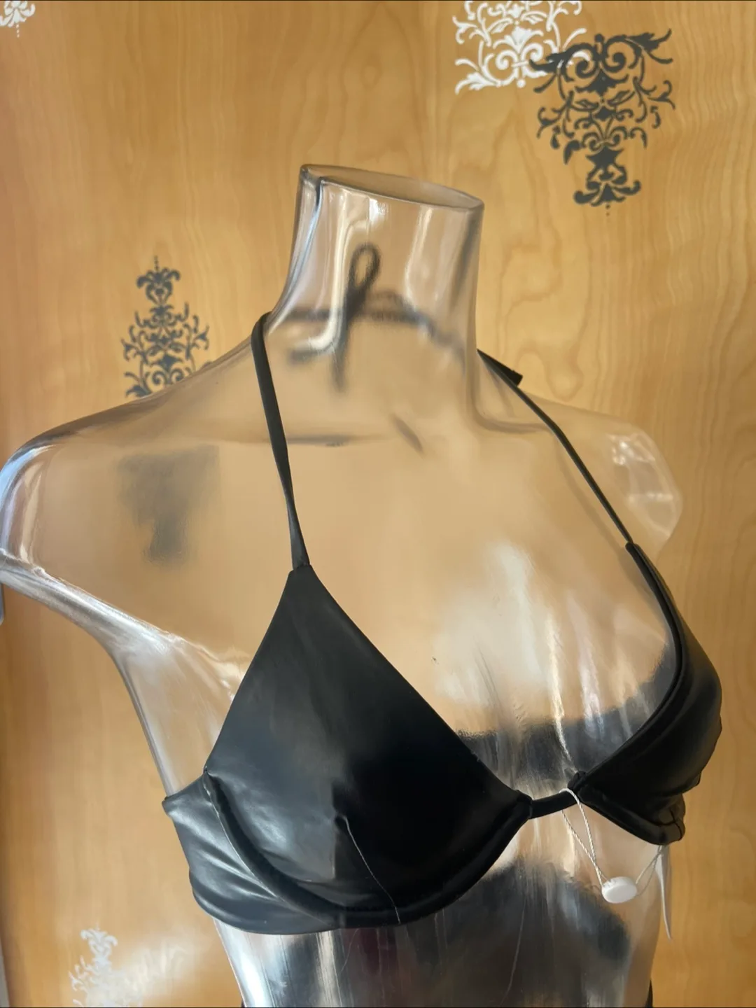 NWT Black Pleather Bikini Set XS image indicator(3)