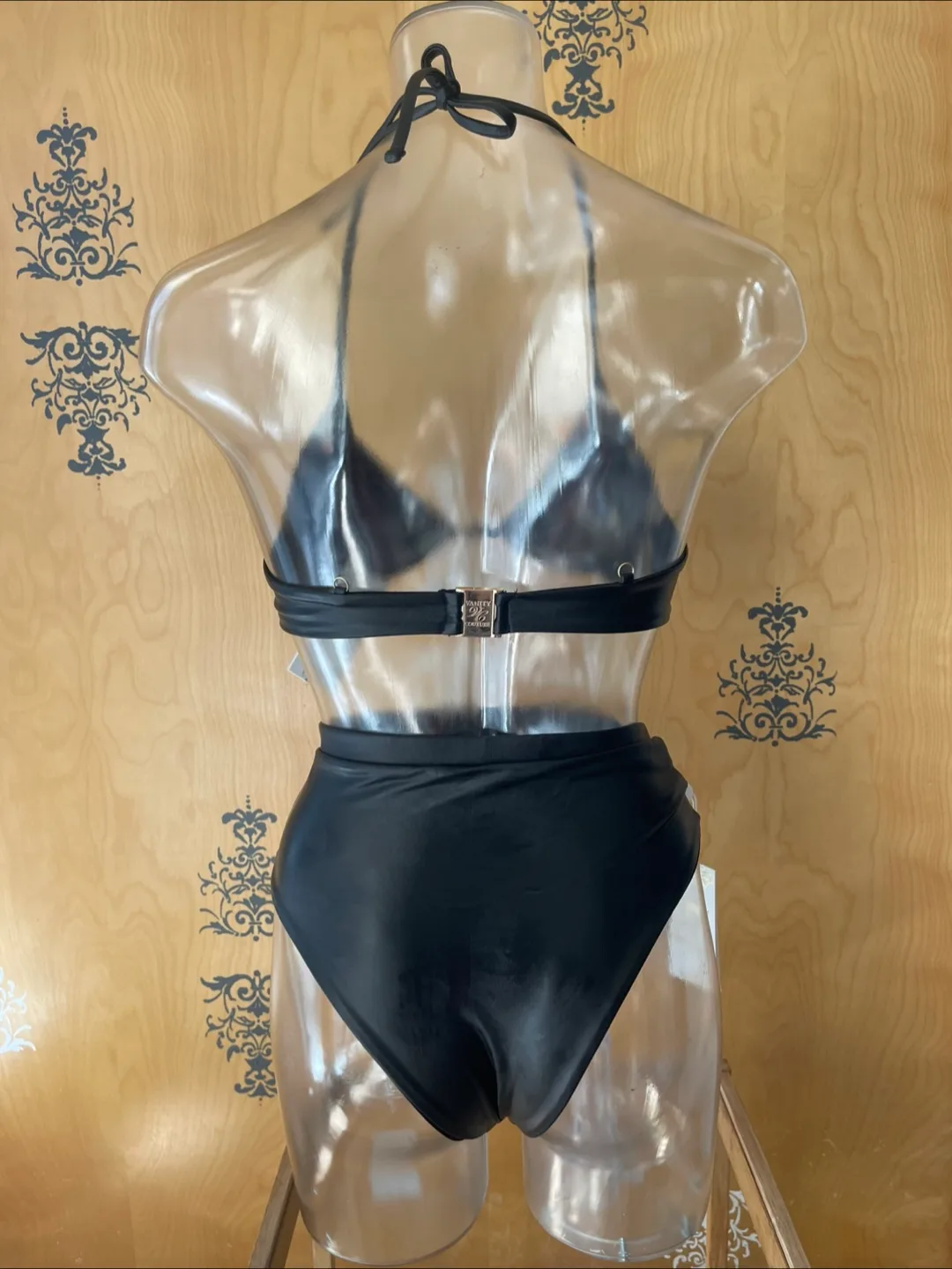 NWT Black Pleather Bikini Set XS image indicator(6)