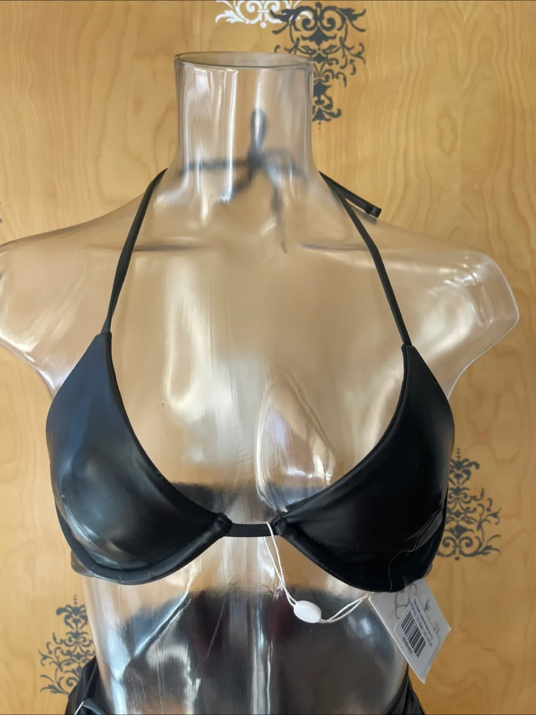 NWT Black Pleather Bikini Set XS image indicator(2)