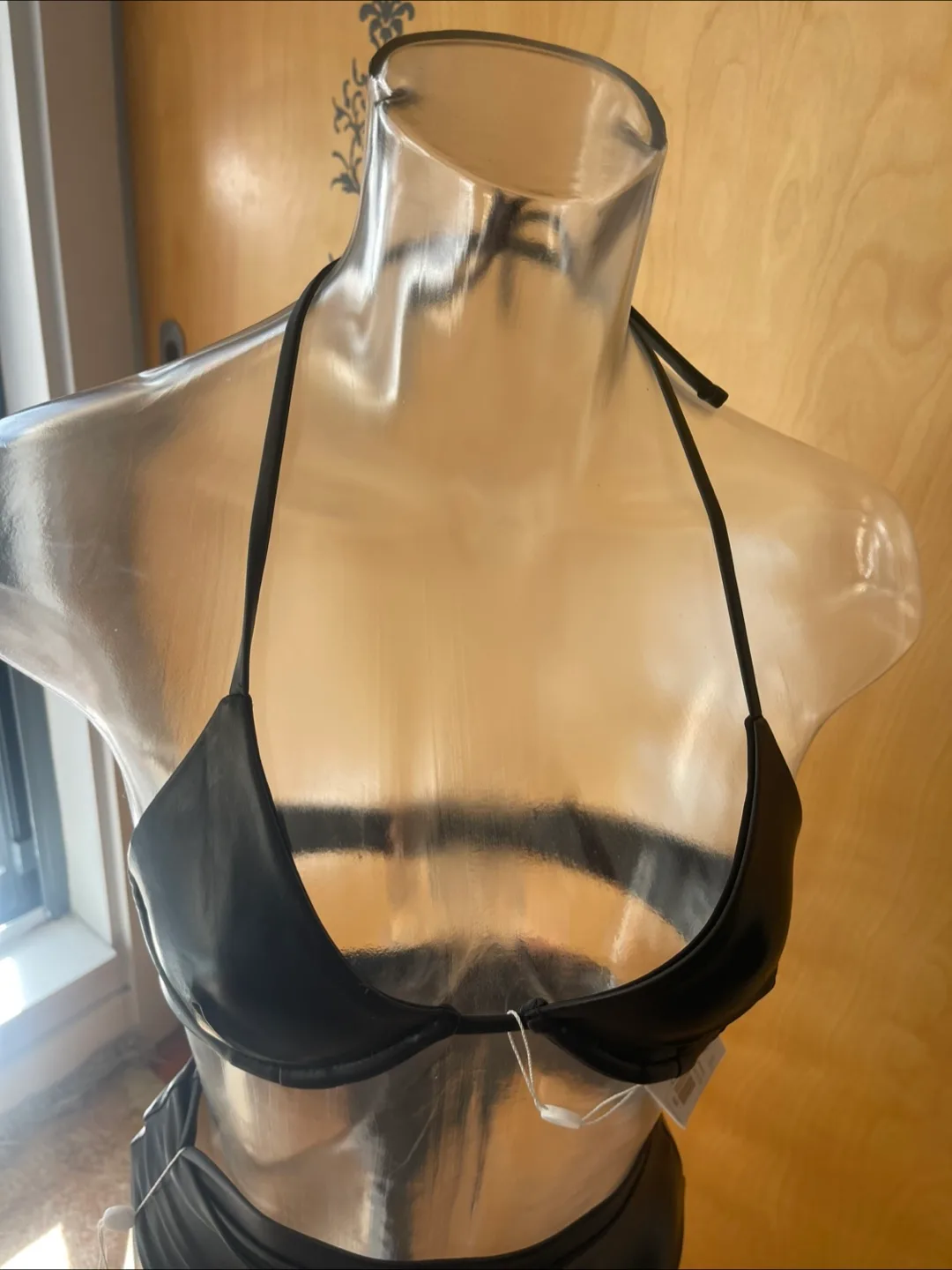 NWT Black Pleather Bikini Set XS image indicator(4)