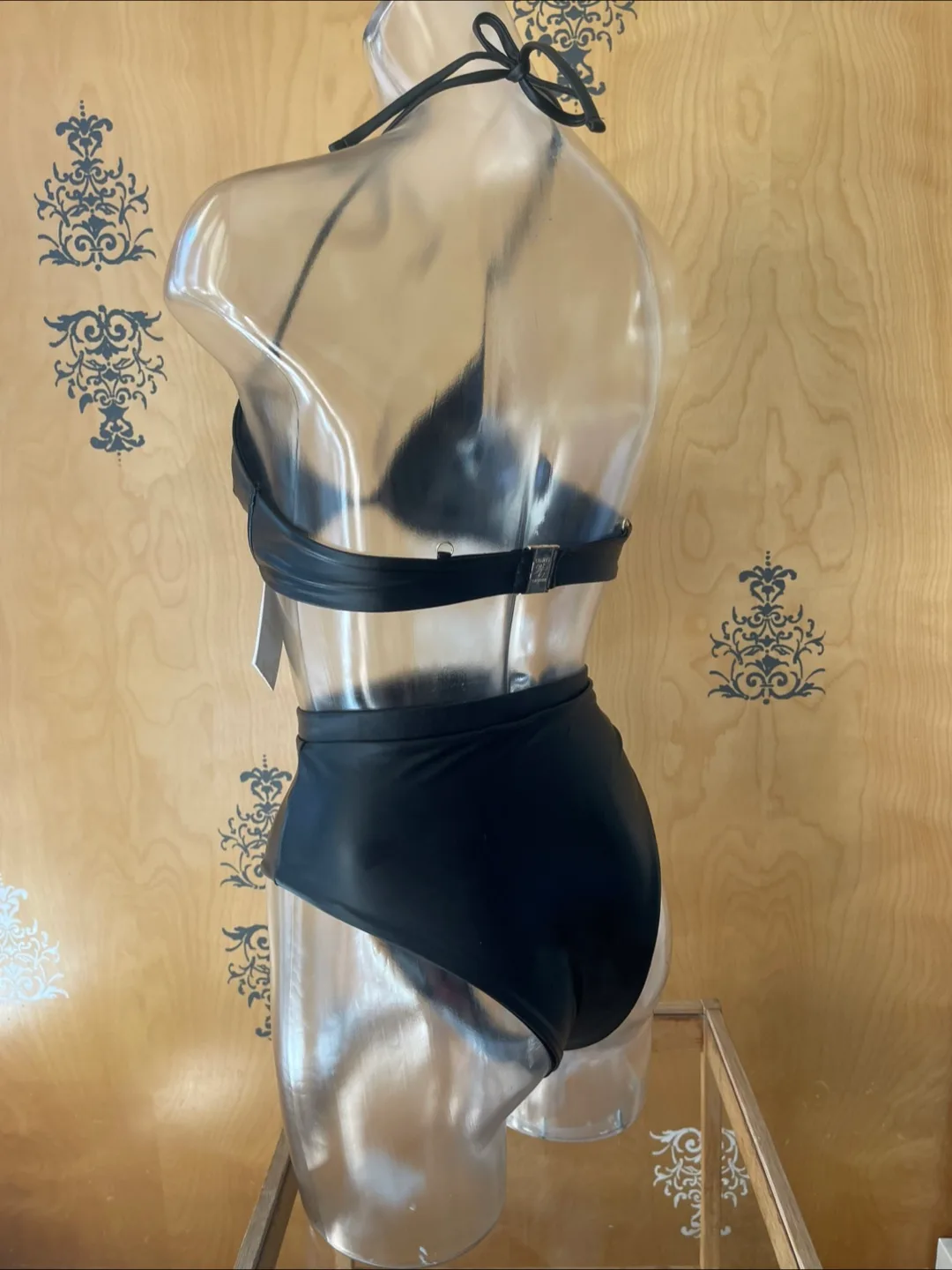 NWT Black Pleather Bikini Set XS image indicator(5)