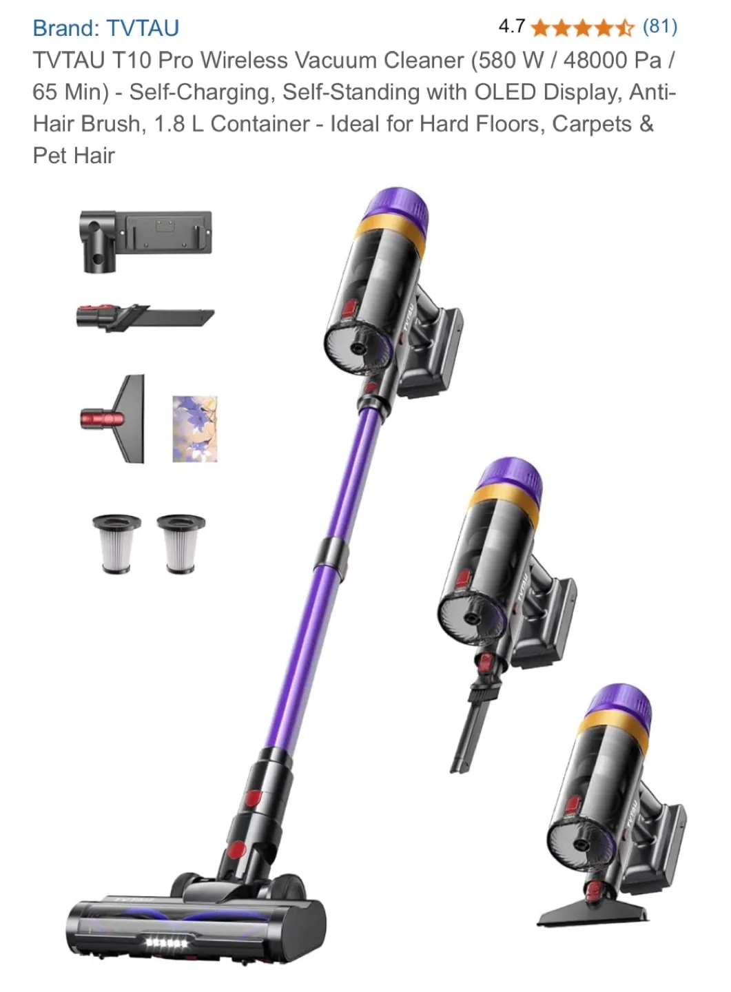 Brand New In Box - TVTAU T10 Pro Cordless Vacuum Cleaner
