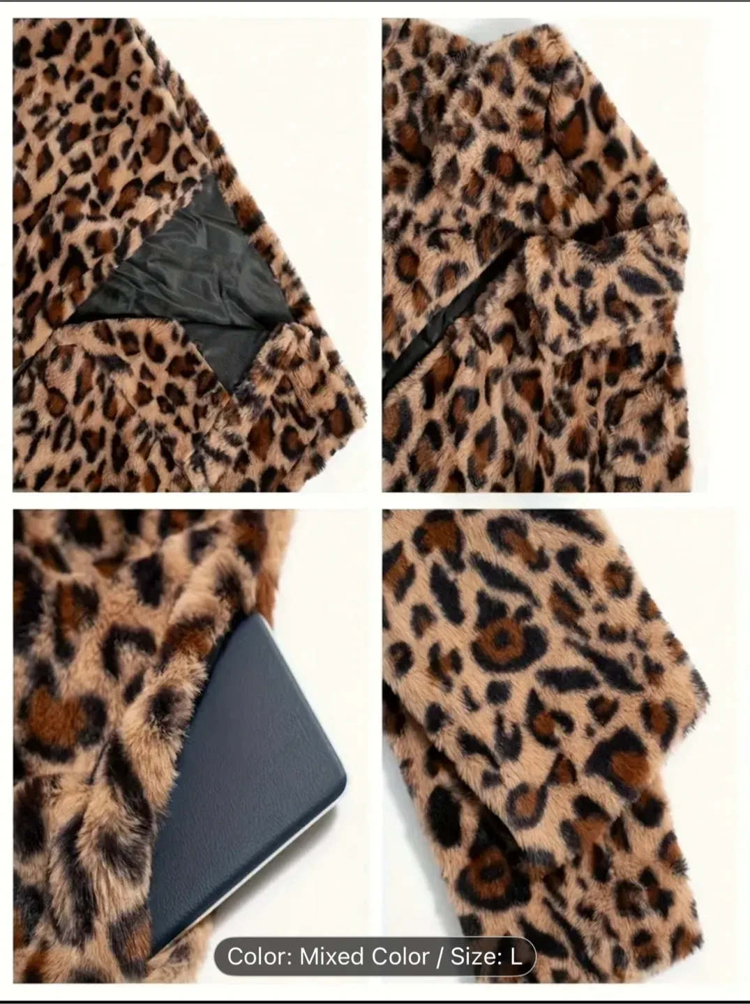 Leopard Print Faux Fur Coat - Size L image indicator(3)