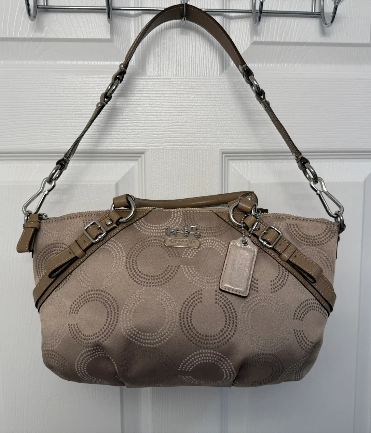 Coach Madison Dotted Beige Handbag Purse image indicator(5)