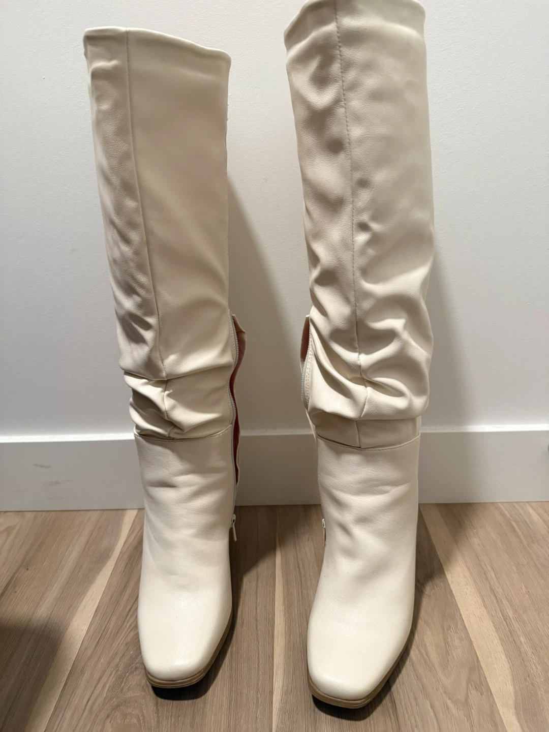 Beige Knee-High Heeled Boots - photo 3