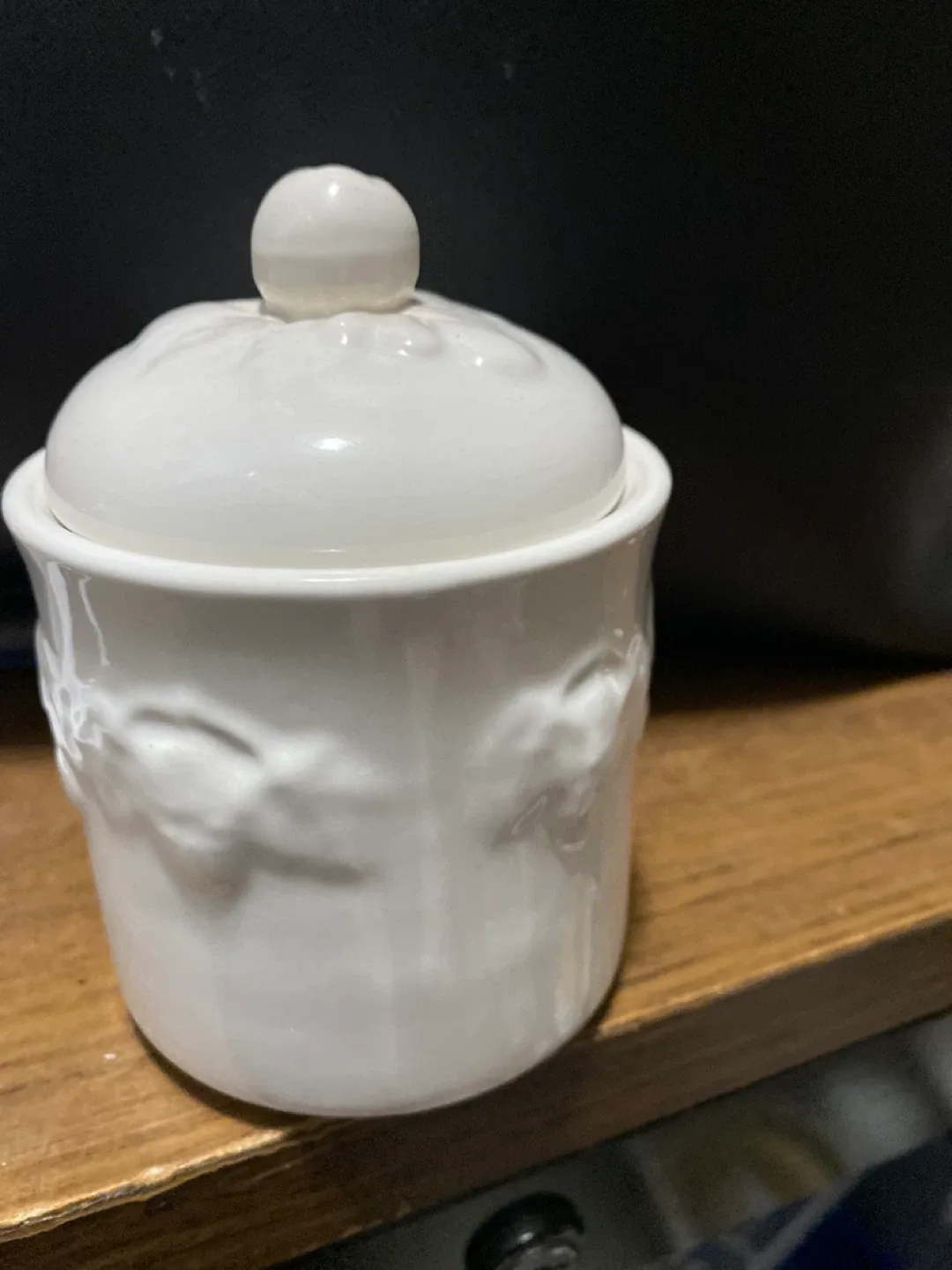 Small White Ceramic Jar with Lid thumbnail