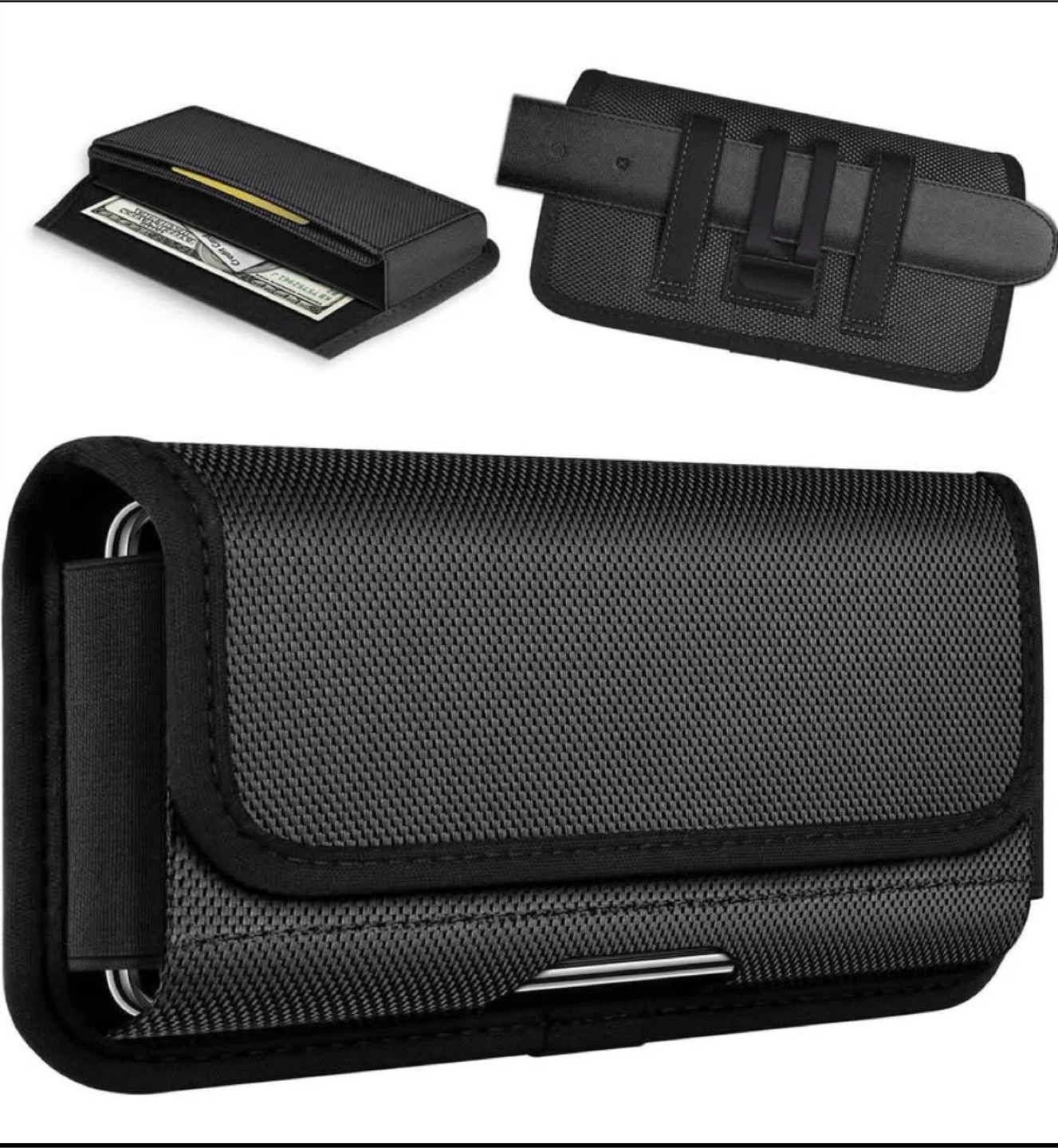 Black Cell Phone Holster Case with Belt Clip