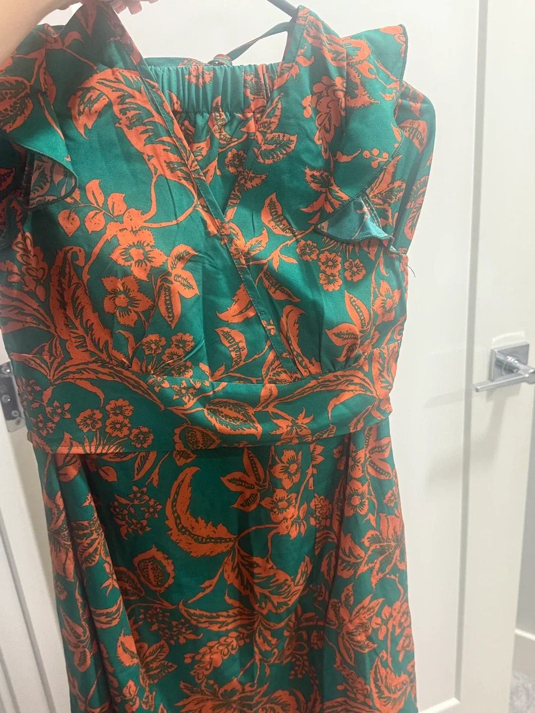 Green & Orange Floral Print Top & Skirt Set image indicator(2)
