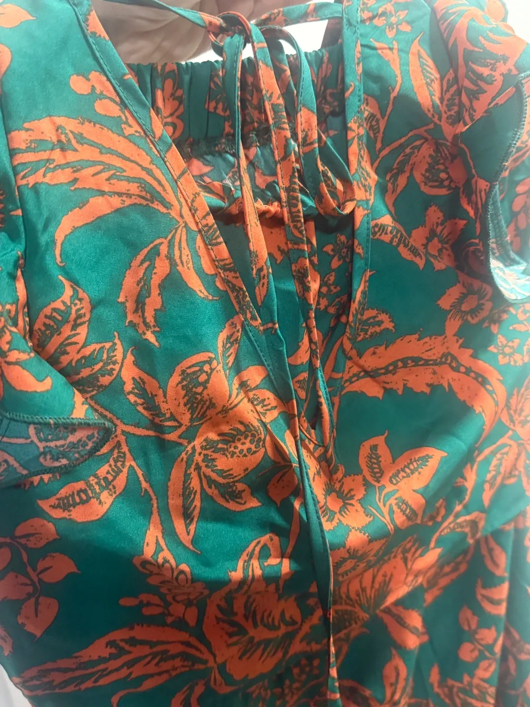 Green & Orange Floral Print Top & Skirt Set image indicator(4)