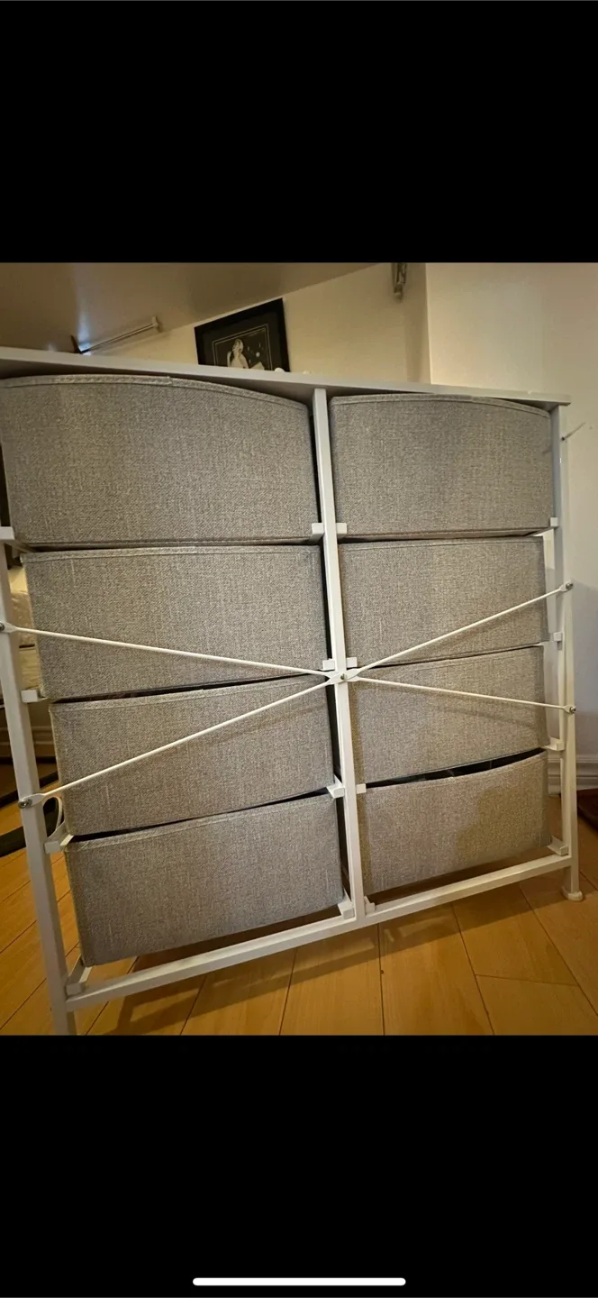 White Storage Dresser with 8 Fabric Drawers image indicator(3)