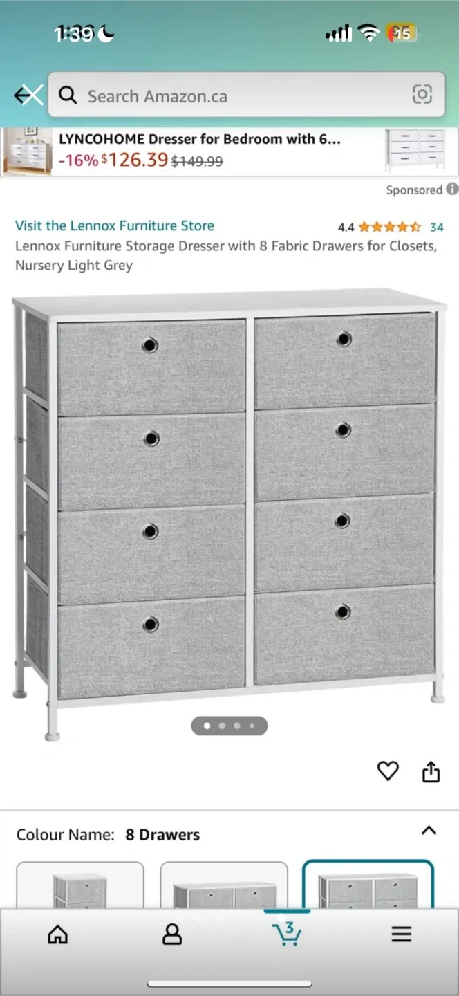 White Storage Dresser with 8 Fabric Drawers image indicator(6)