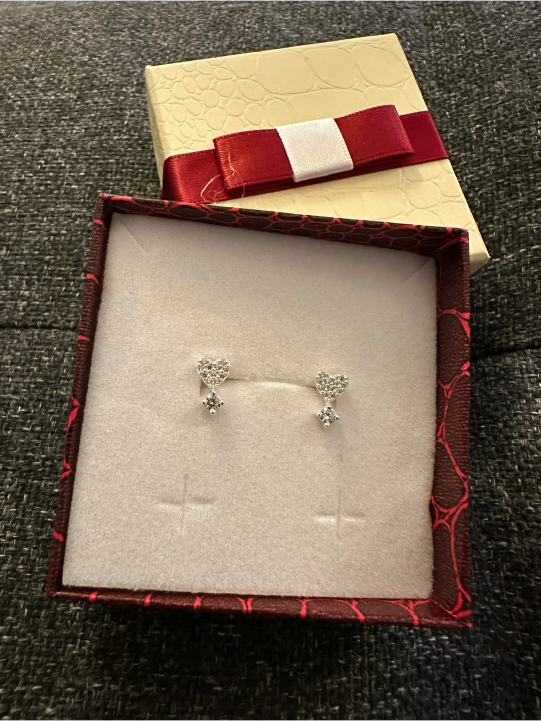 Heart-shaped Stud Earrings with Box 925silver