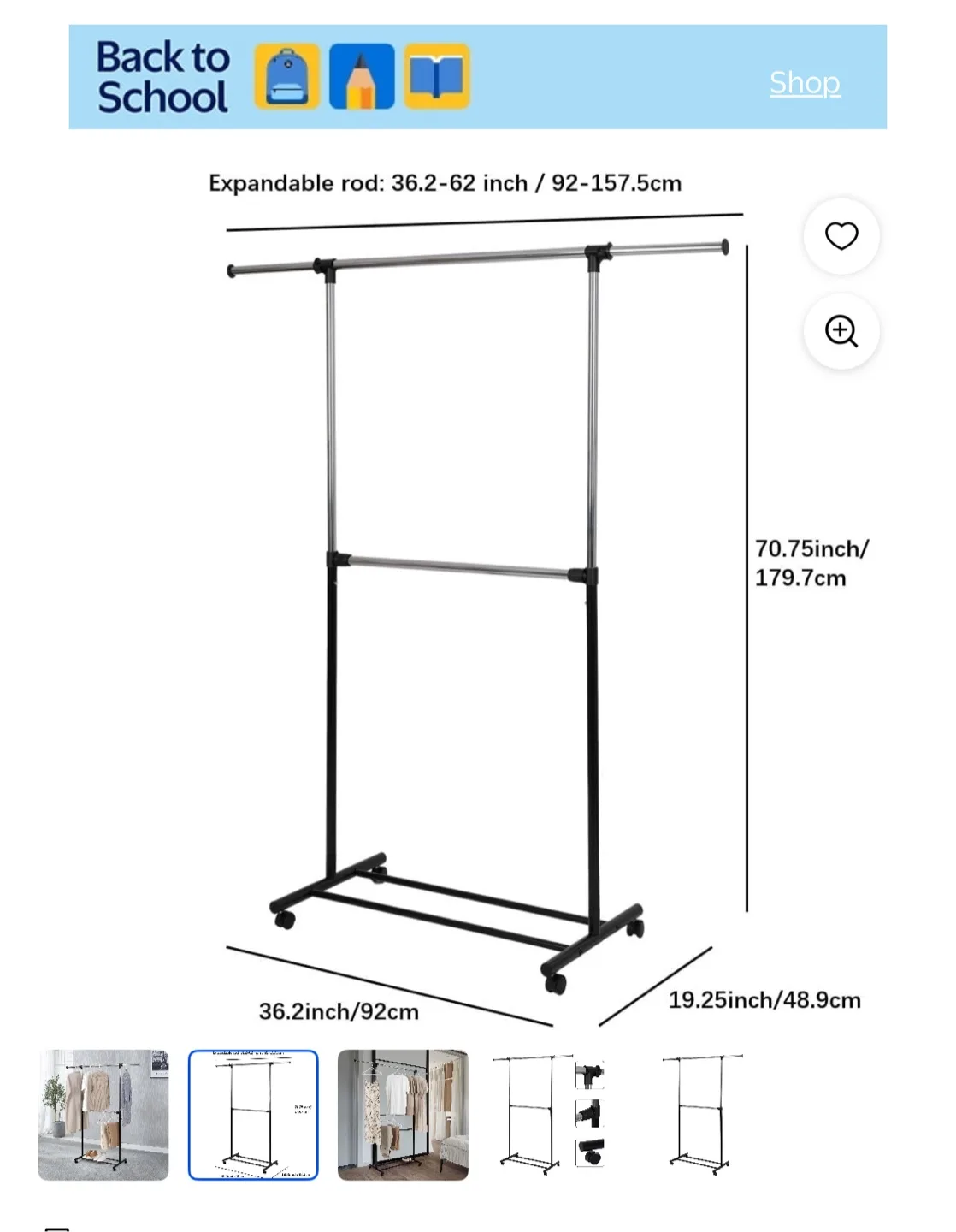 Adjustable Double Rod Clothing Rack