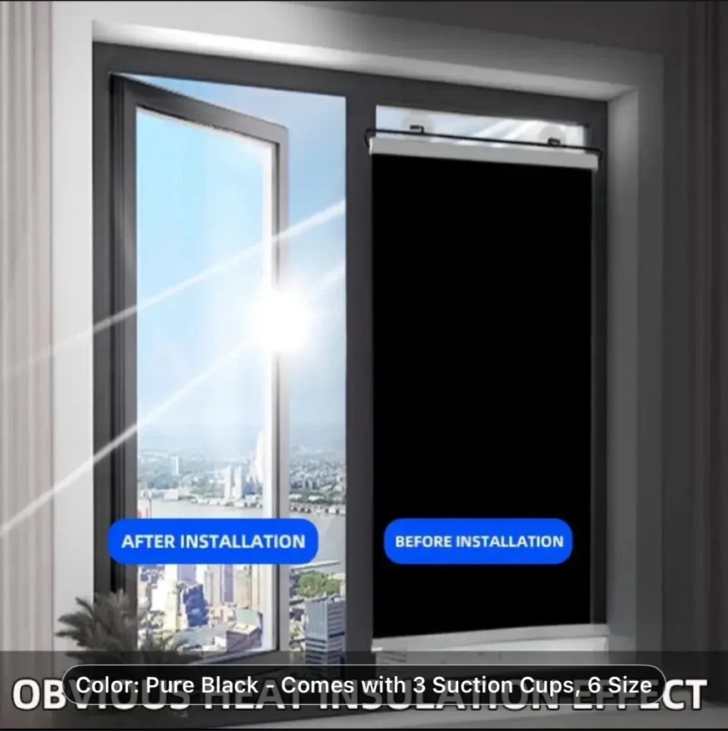1pc No-Drill Suction Cup Blackout Curtain thumbnail