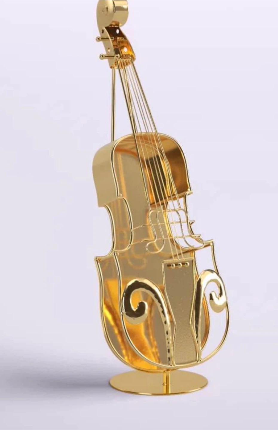 Gold Violin Metal Sculpture