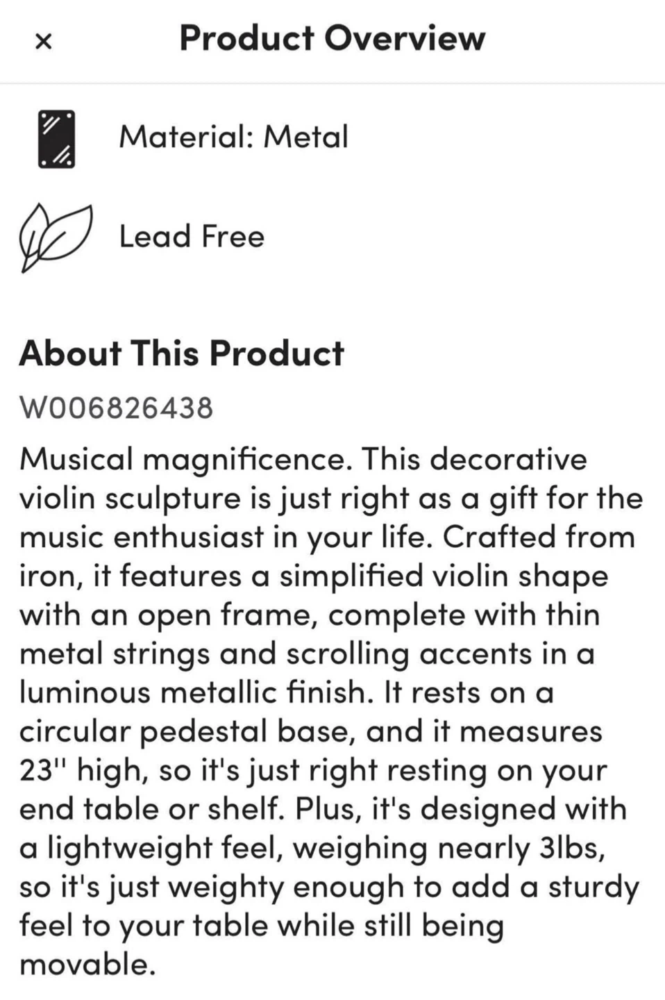 Gold Violin Metal Sculpture - photo 4