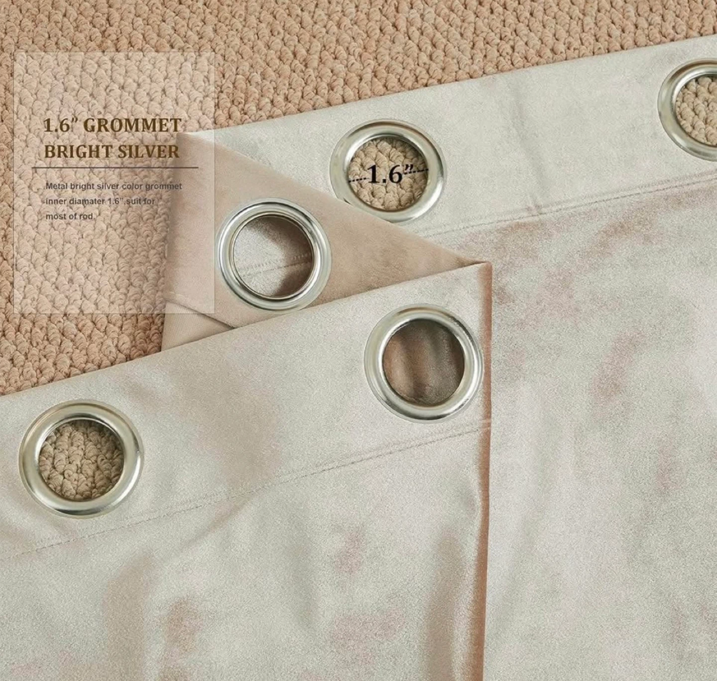 Beige/Champagne Velvet & Sheer Curtains - photo 3