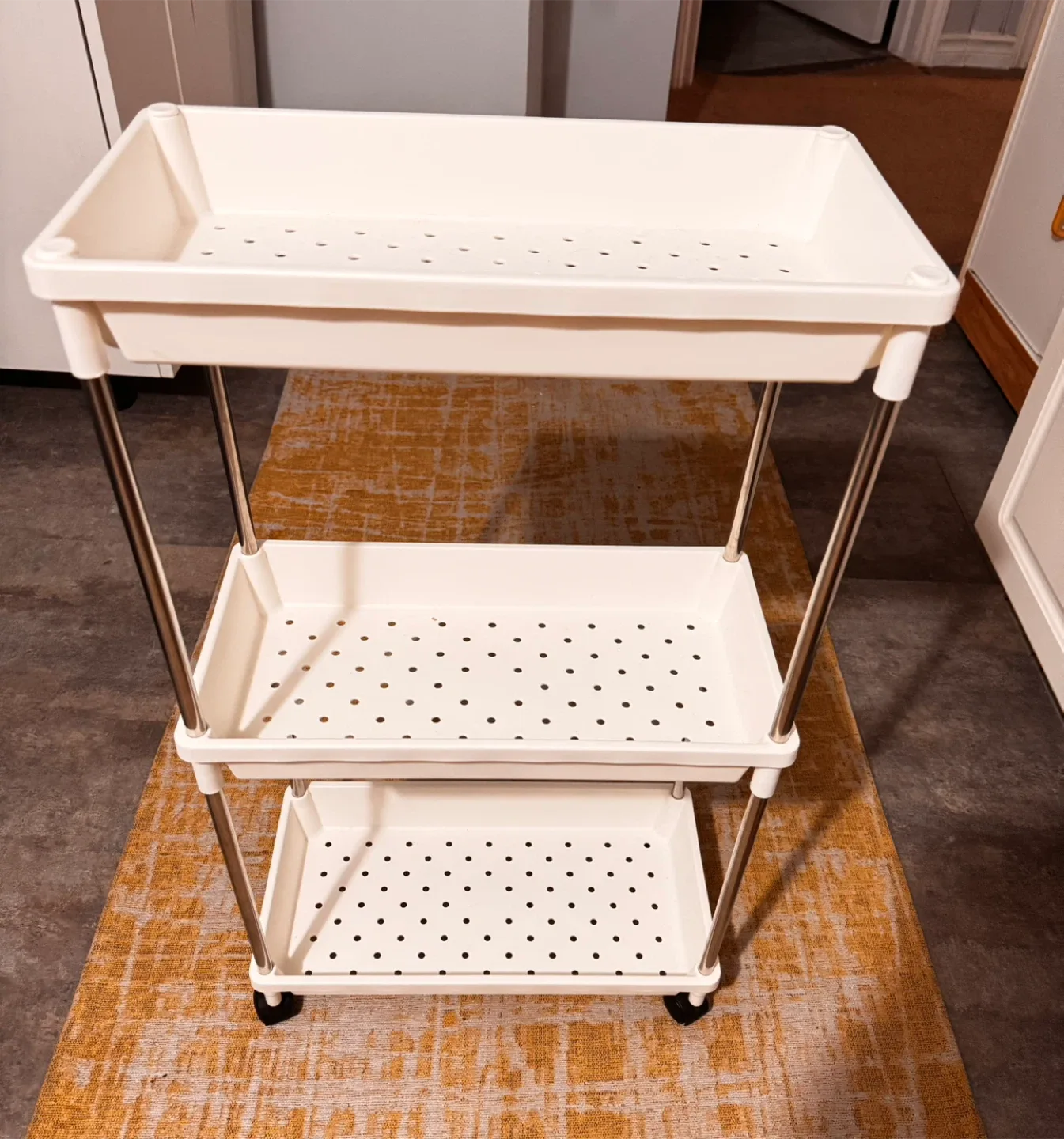 White 3-Tier Rolling Cart