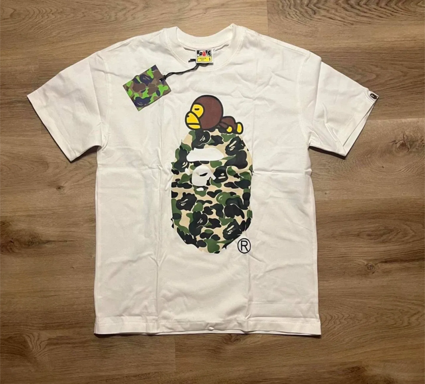 Bape Baby Milo Green Camo Ape Head T-Shirt White - NWT thumbnail