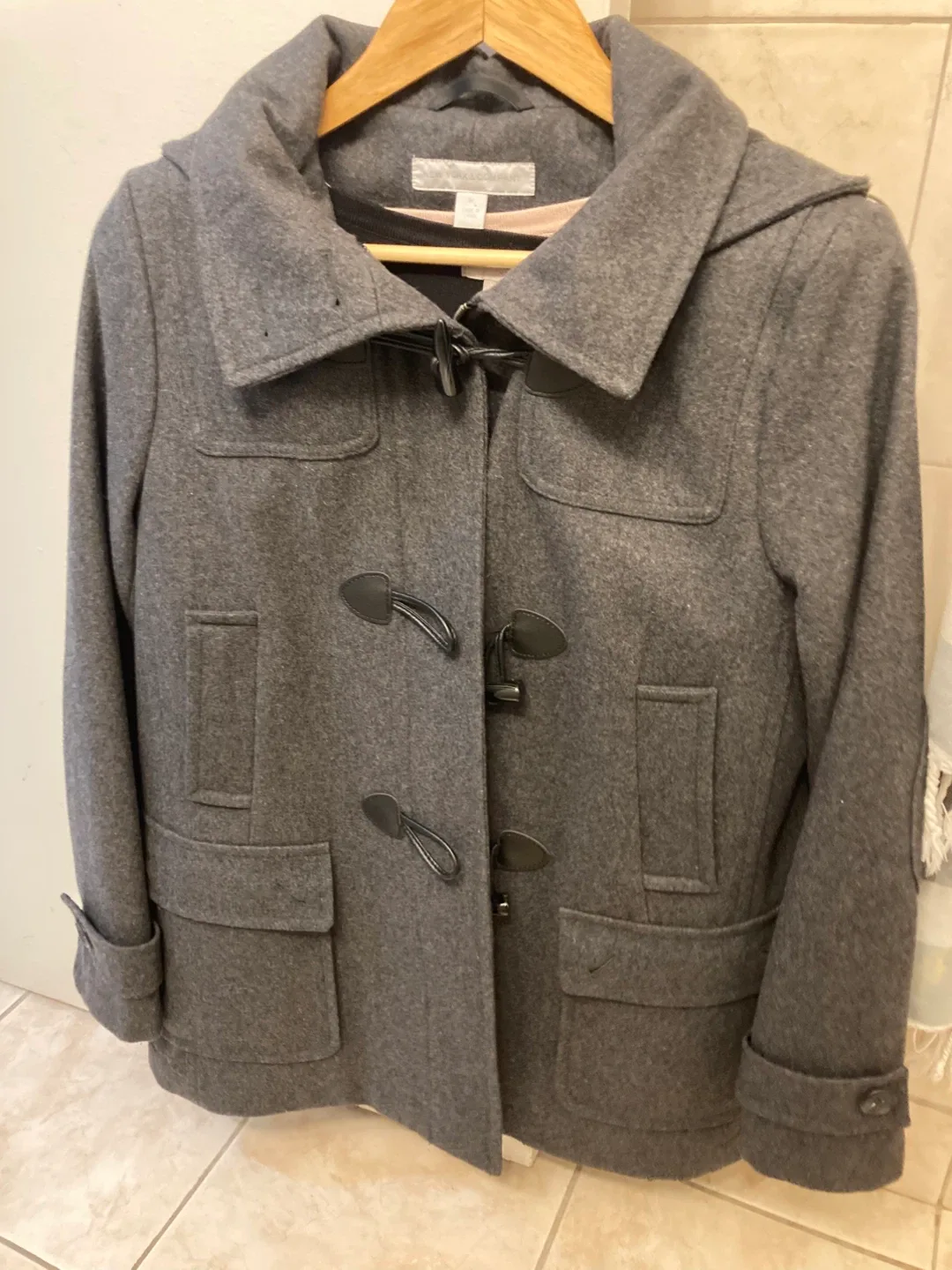 New York & Co Grey Wool Pea Coat Size M image indicator(2)