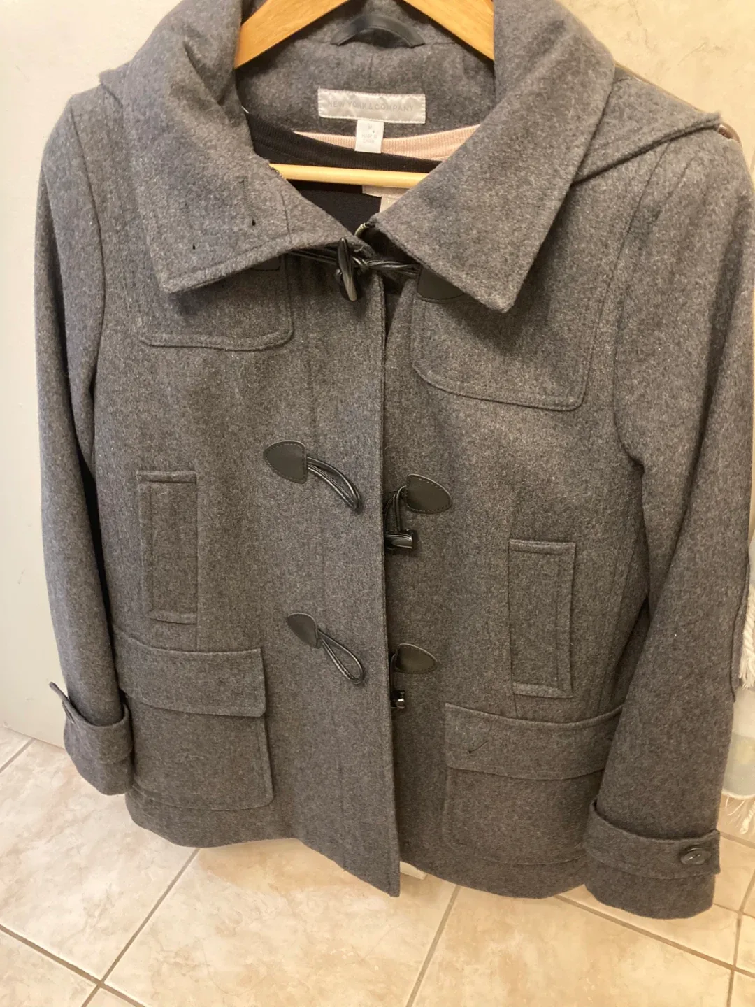 New York & Co Grey Wool Pea Coat Size M thumbnail