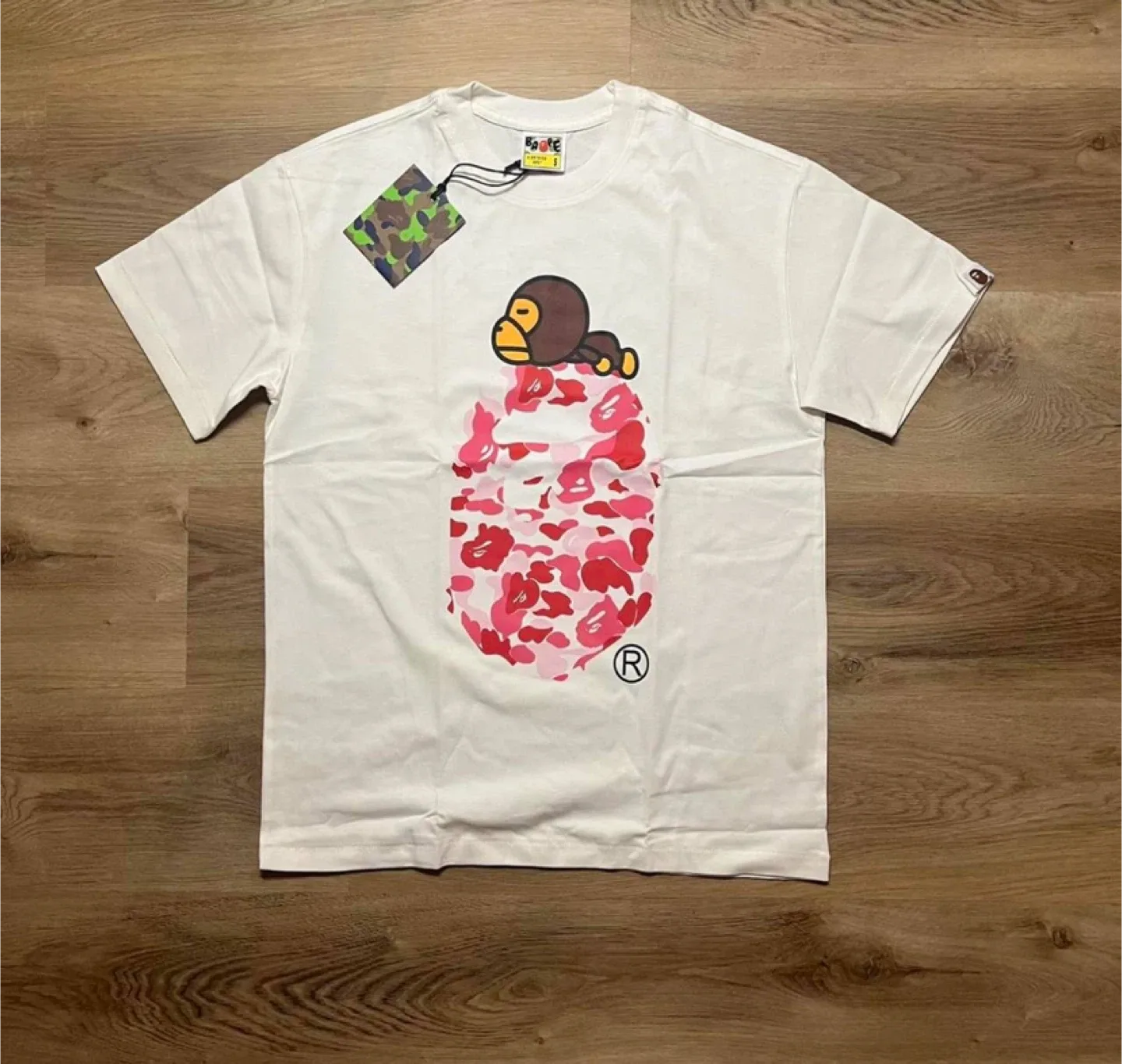 Bape Baby Milo Pink Camo Tee White T-Shirt - NWT thumbnail