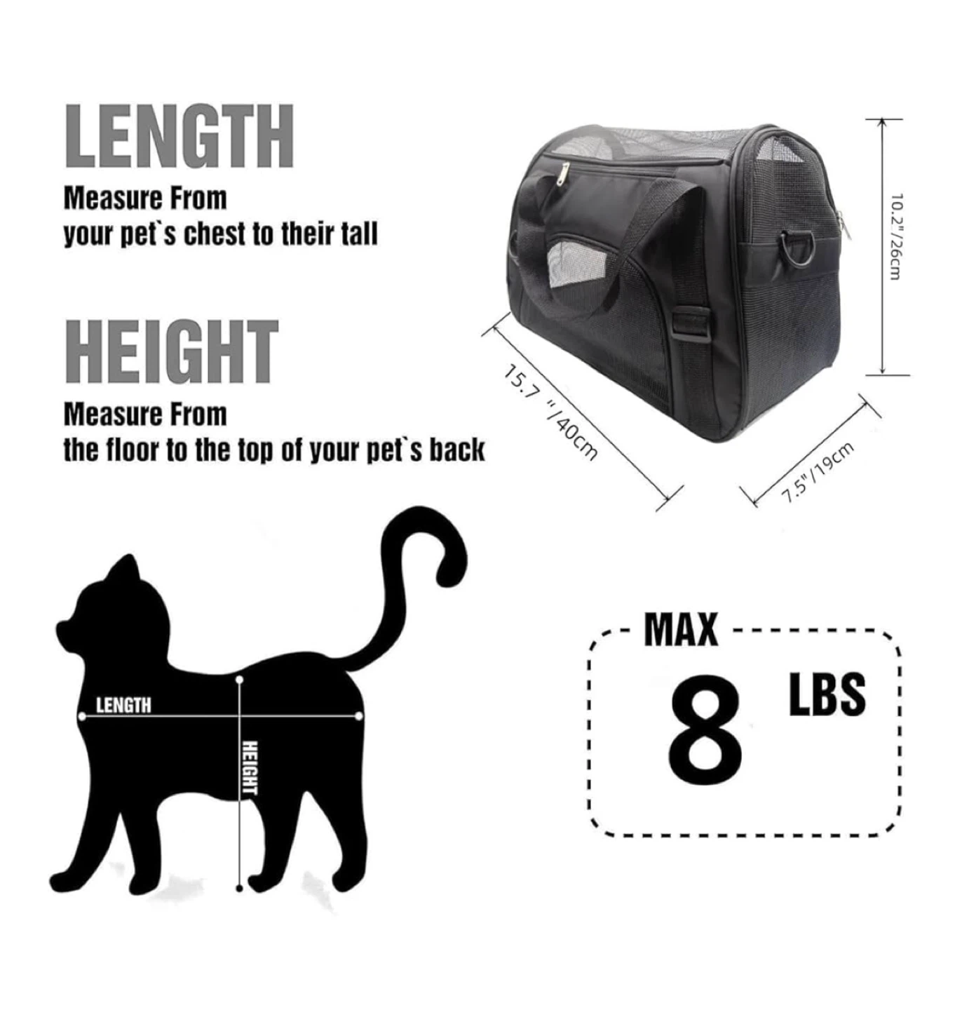 ZaneSun Cat/Dog Carrier - Small Black - photo 2