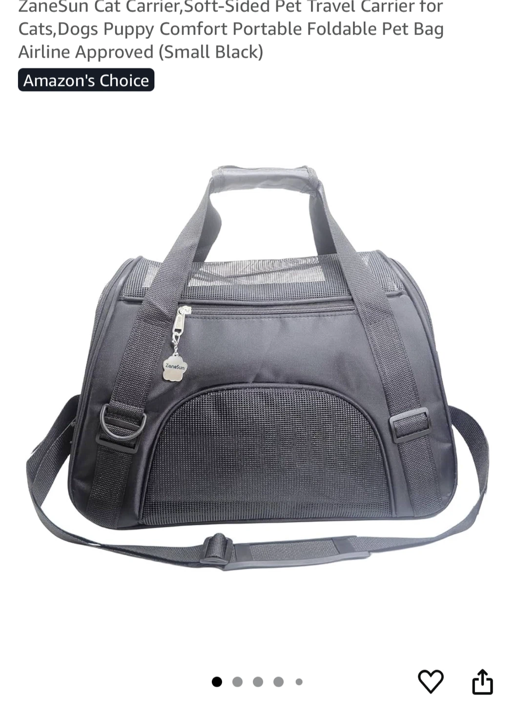 ZaneSun Cat/Dog Carrier - Small Black