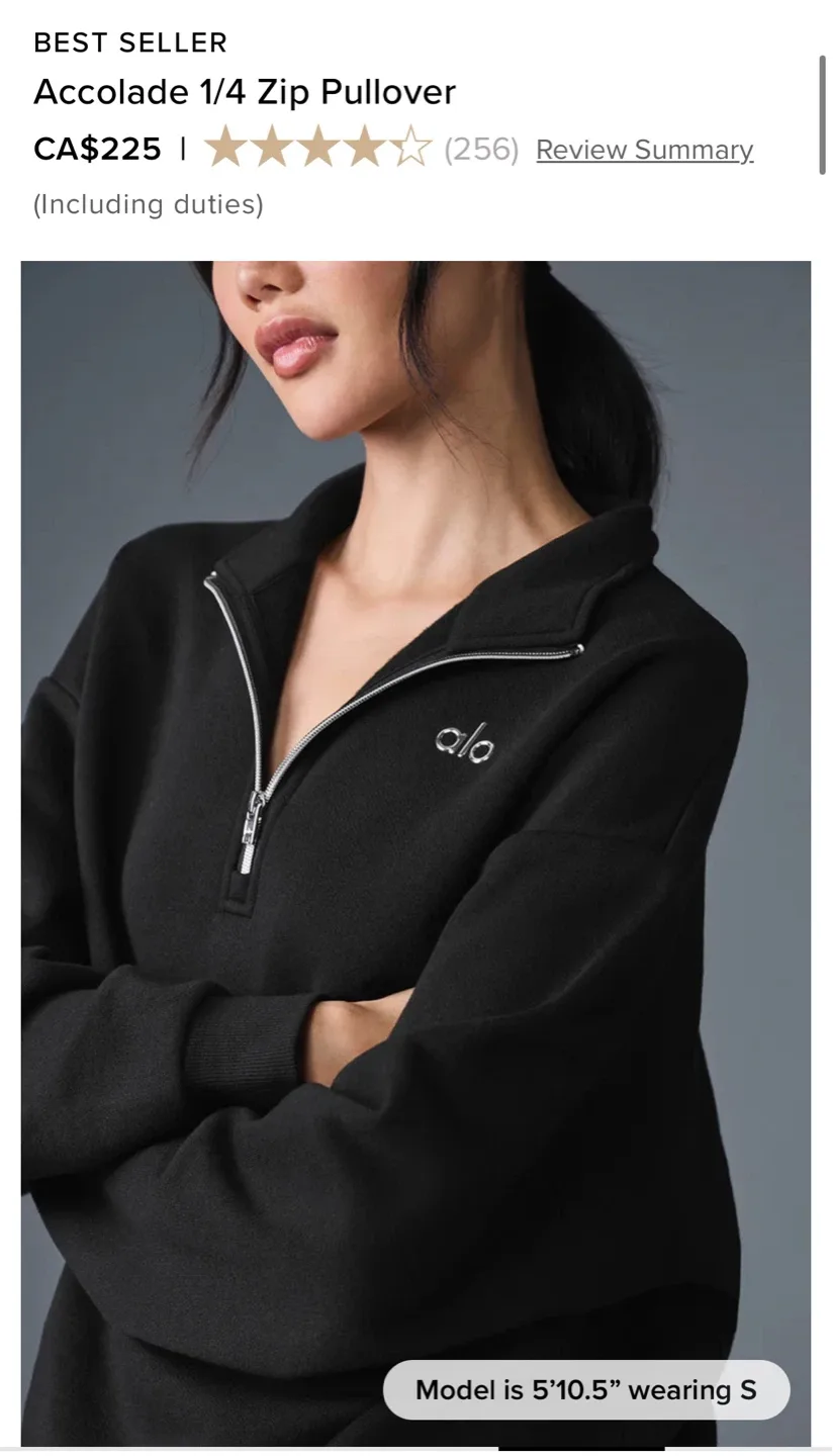 ALO Accolade 1/4 Zip Pullover - Black image indicator(3)