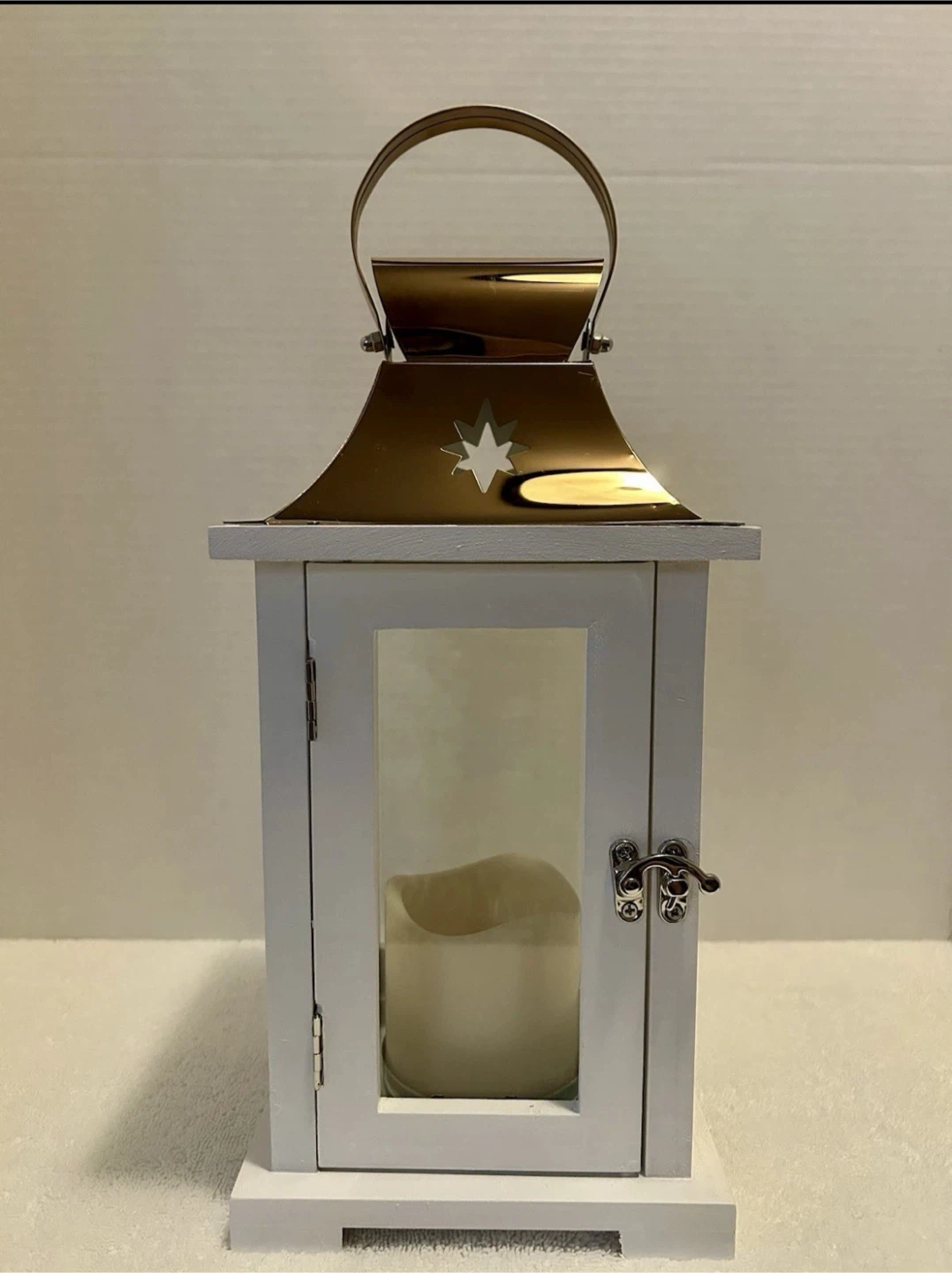 NIB LED Flameless Candle Lantern/Wood & Steel/Home Décor - photo 2