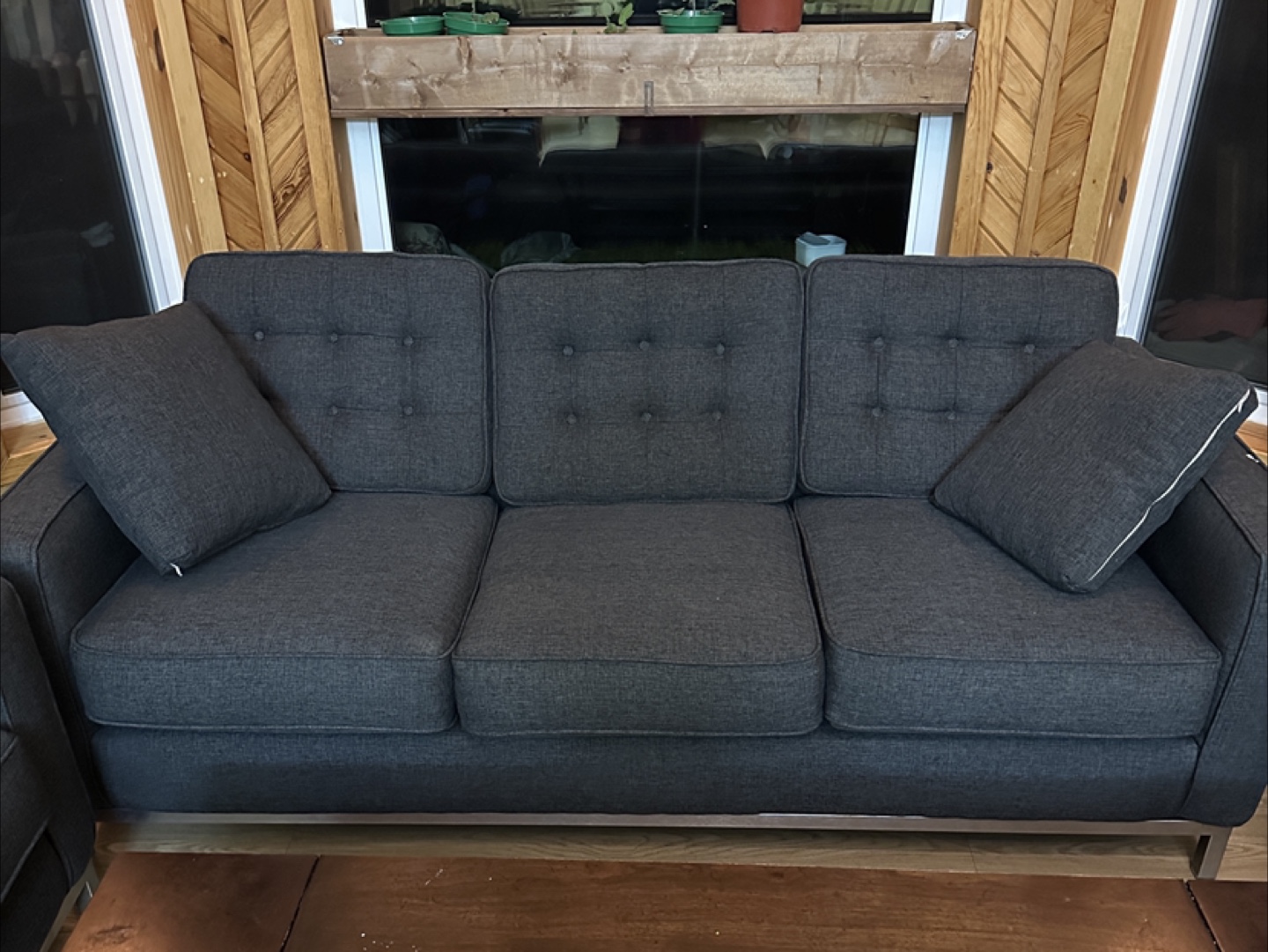 Leon’s Charcoal Grey Blazor Sofa Set- Like New (CAN DELIVER) - photo 2
